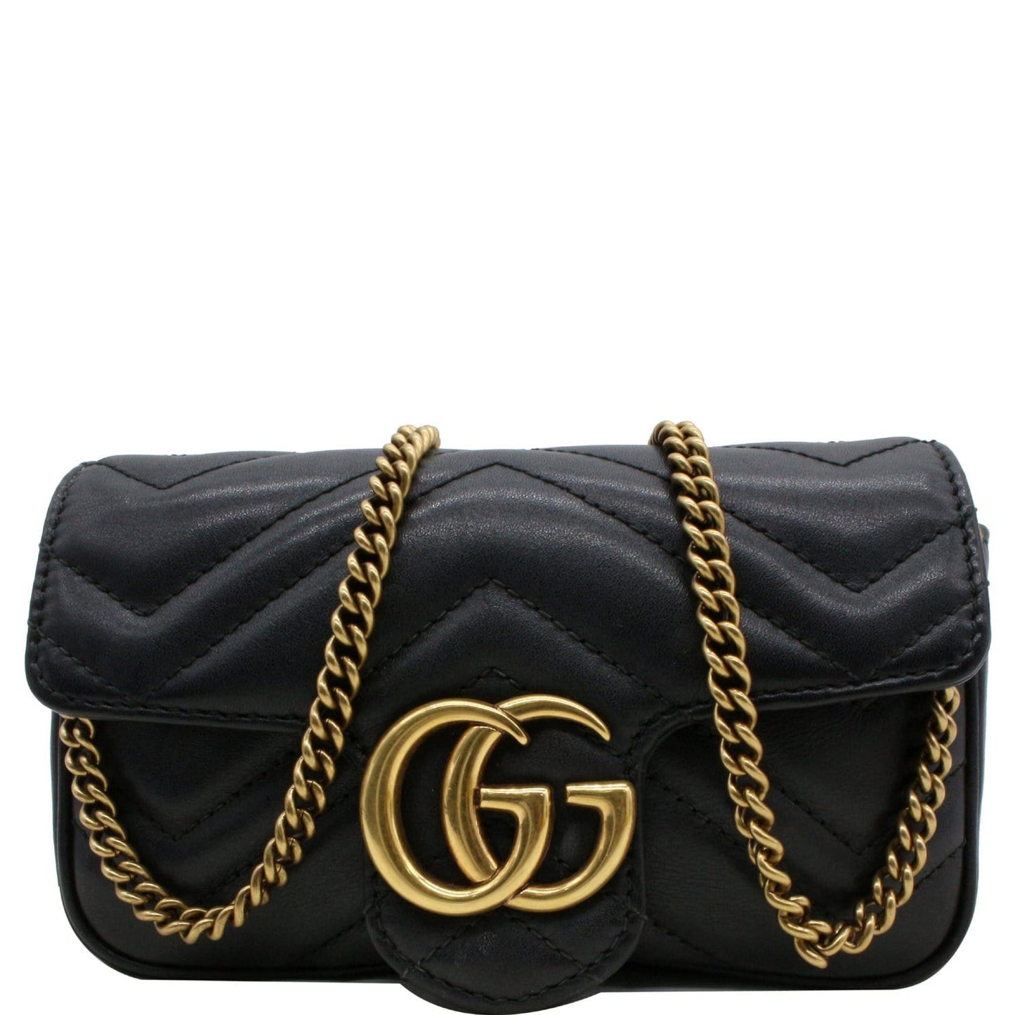 GUCCI GG Marmont Super Mini Leather Crossbody Bag Black 476433
