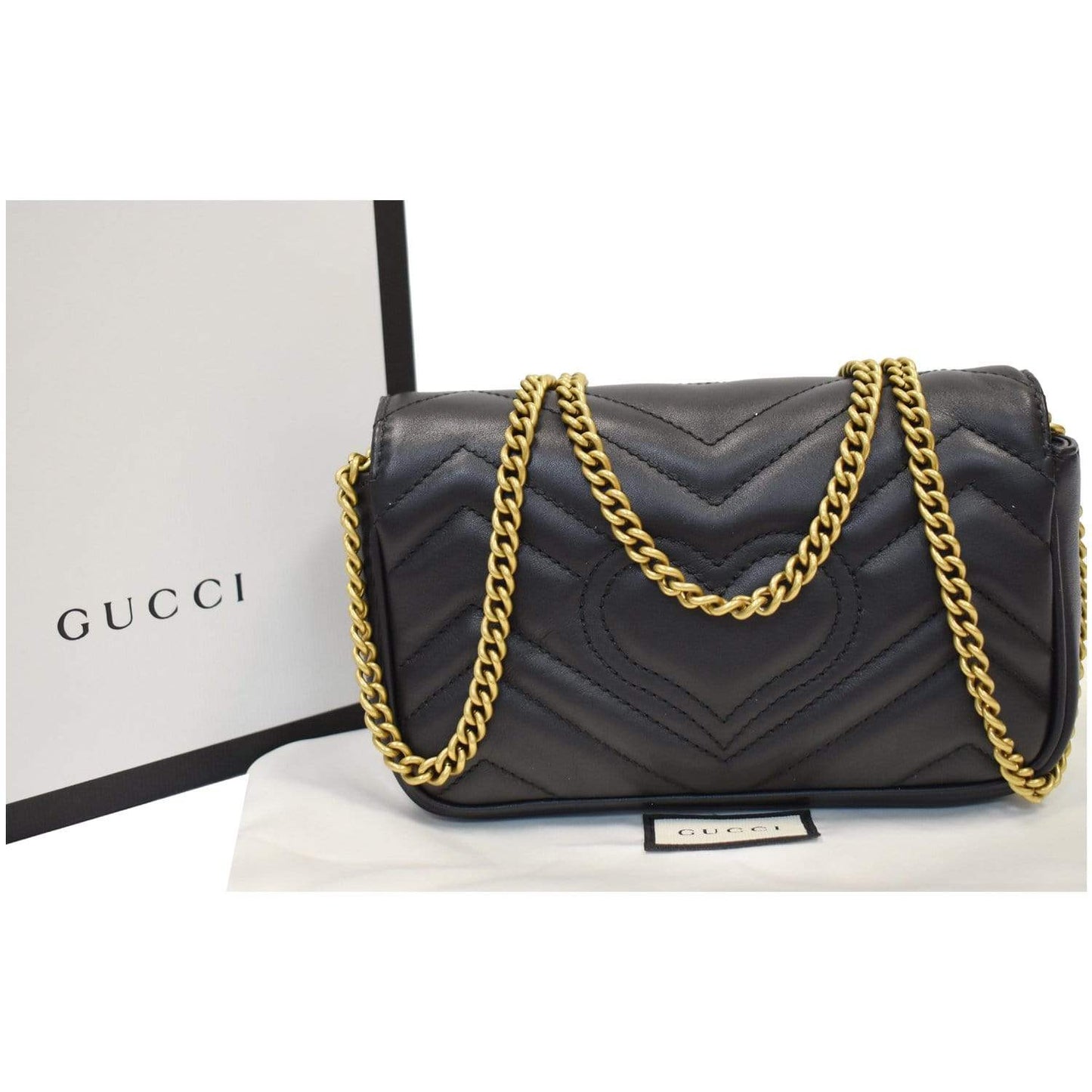GUCCI GG Marmont Super Mini Leather Crossbody Bag Black 476433