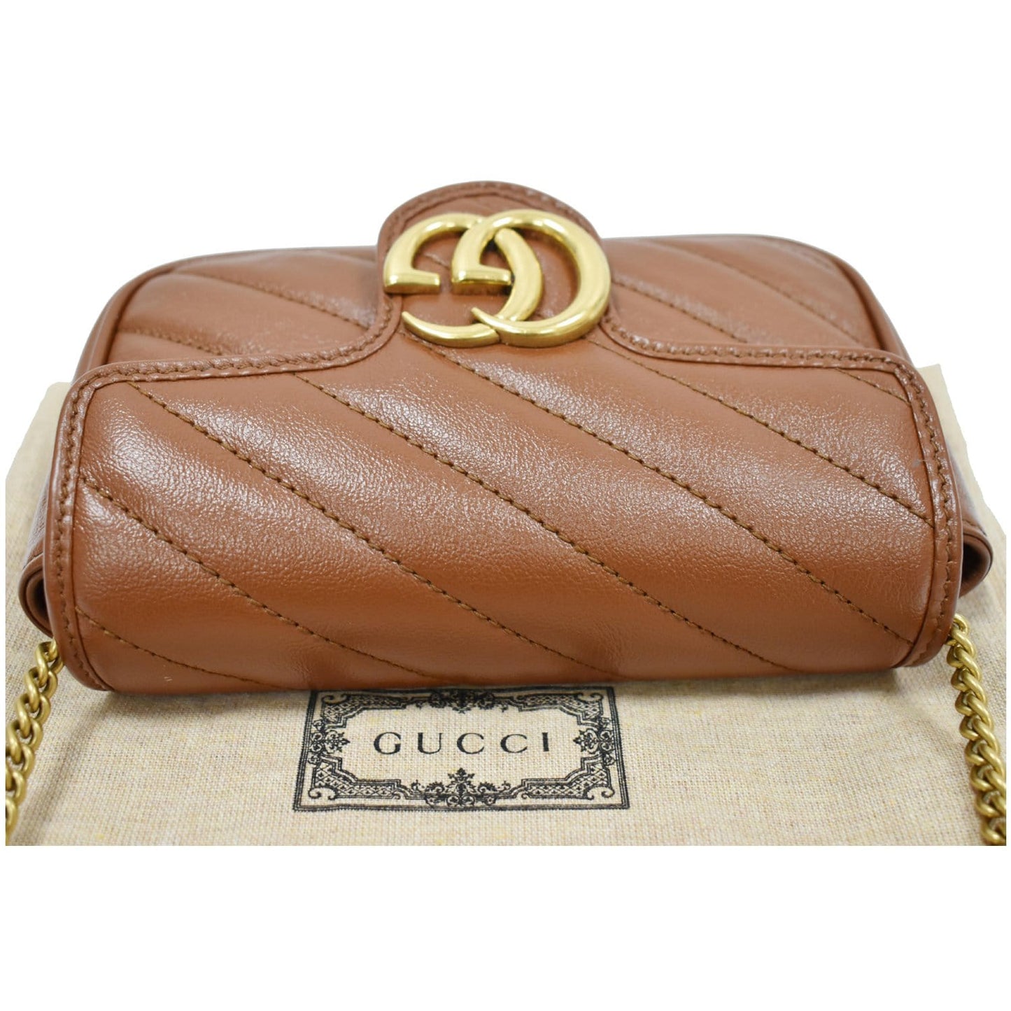 GUCCI GG Marmont Super Mini Matelasse Leather Crossbody Bag Brown 476433