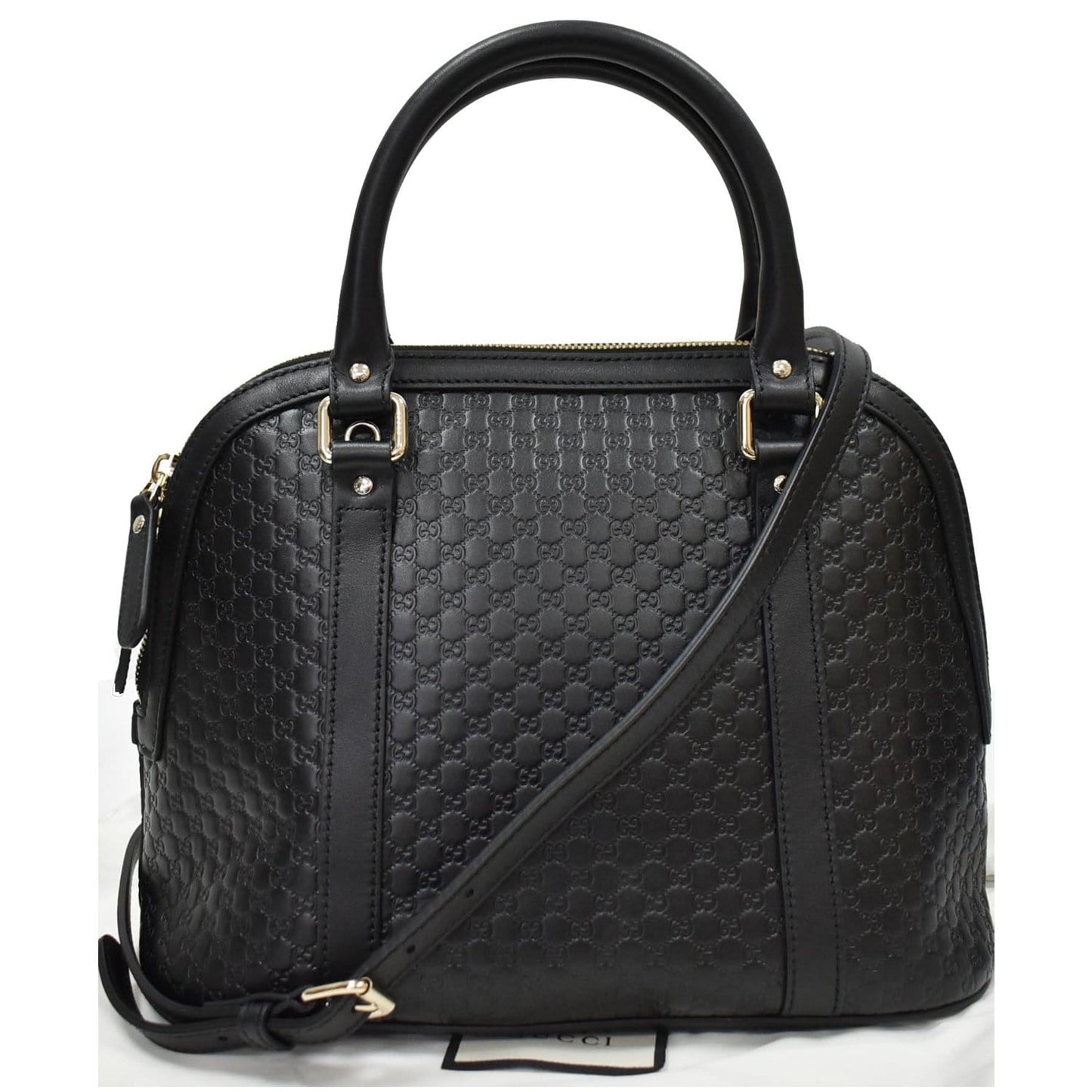 GUCCI Dome Medium Microguccissima Leather Shoulder Bag Black 449663