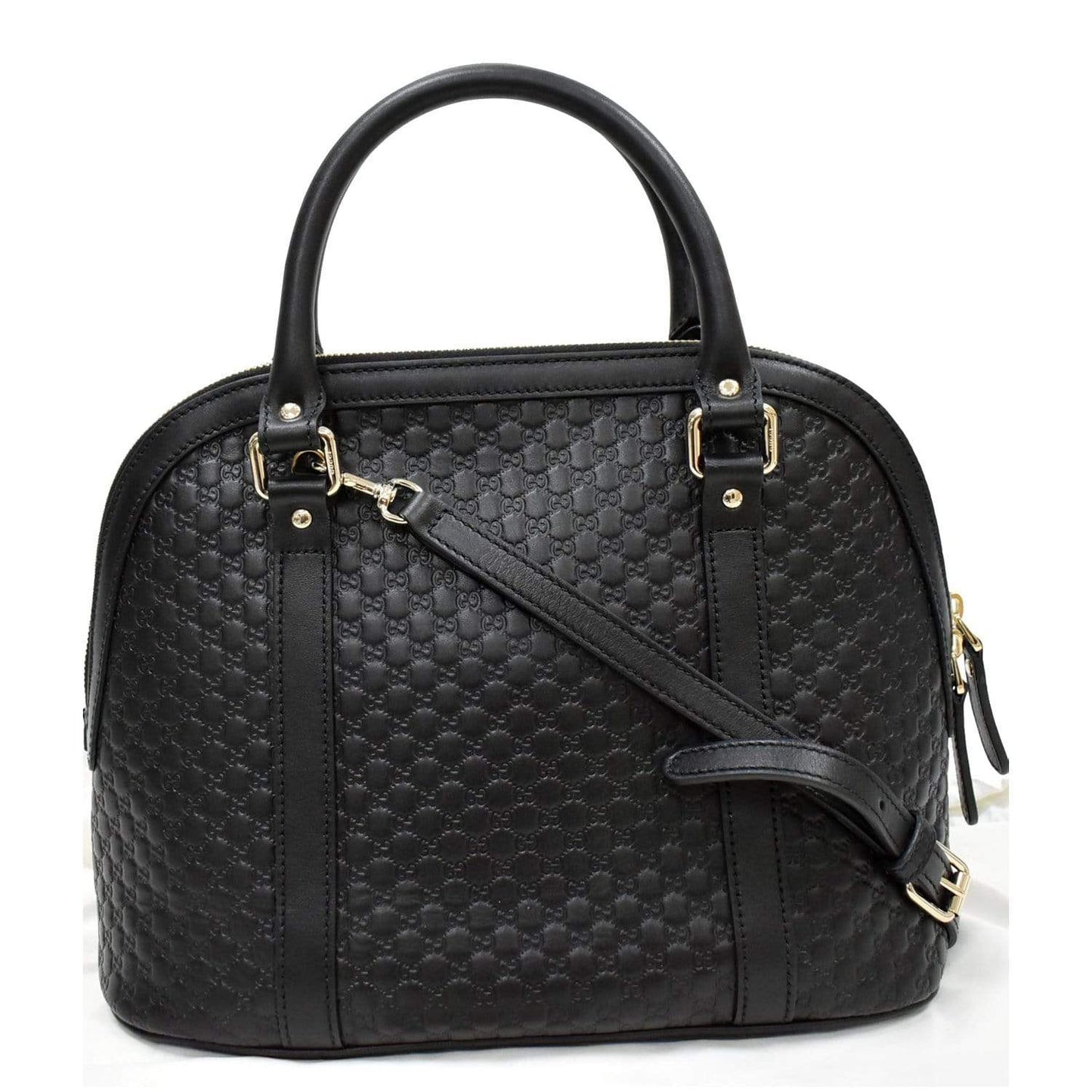 GUCCI Dome Medium Microguccissima Leather Shoulder Bag Black 449663