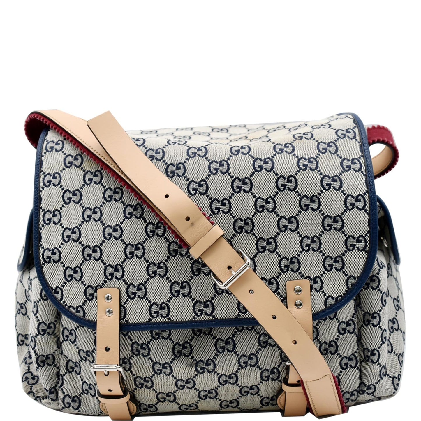 GUCCI Diaper GG Canvas Shoulder Bag Blue 606823