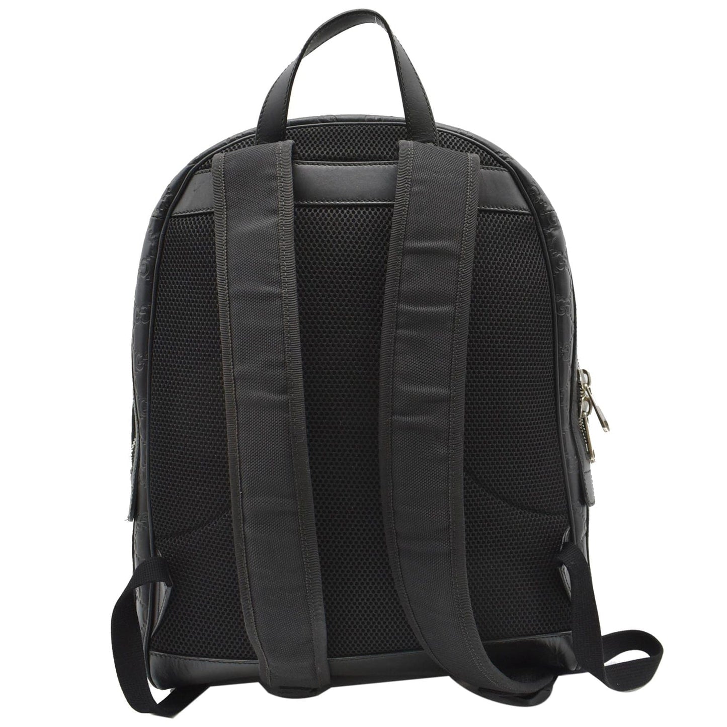 GUCCI GG Signature Leather Backpack Bag Black 406370