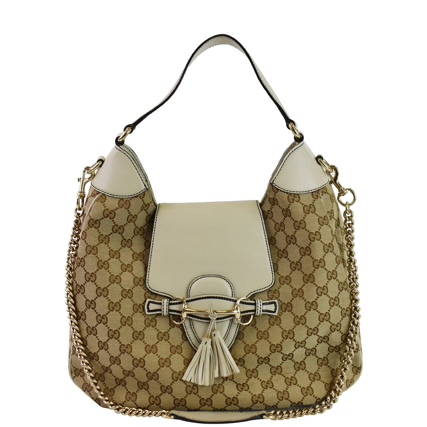 GUCCI Emily Medium GG Canvas Hobo Shoulder Bag Beige 322226