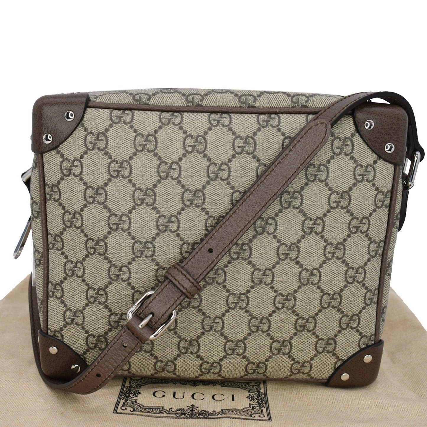 GUCCI GG Supreme Monogram Canvas Shoulder Bag Beige 626363