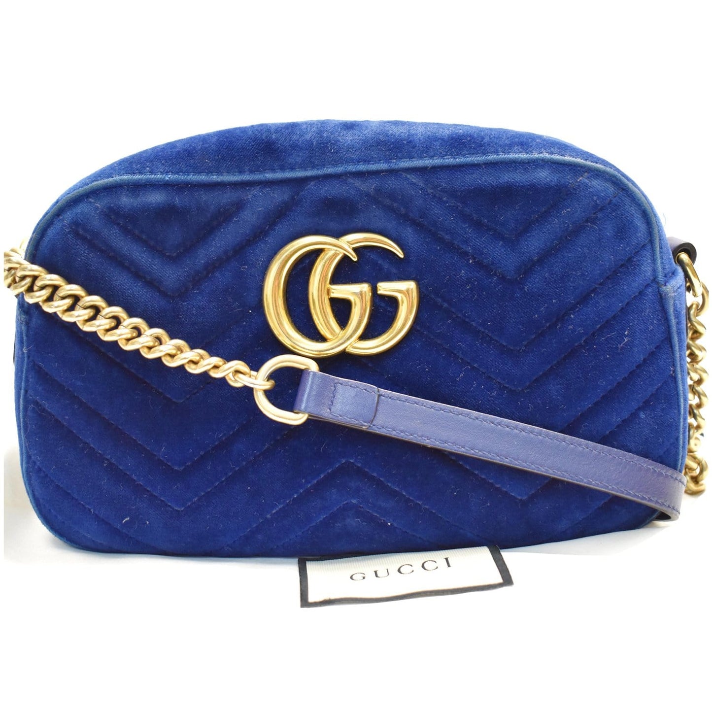 GUCCI GG Marmont Velvet Small Crossbody Bag Blue 447632