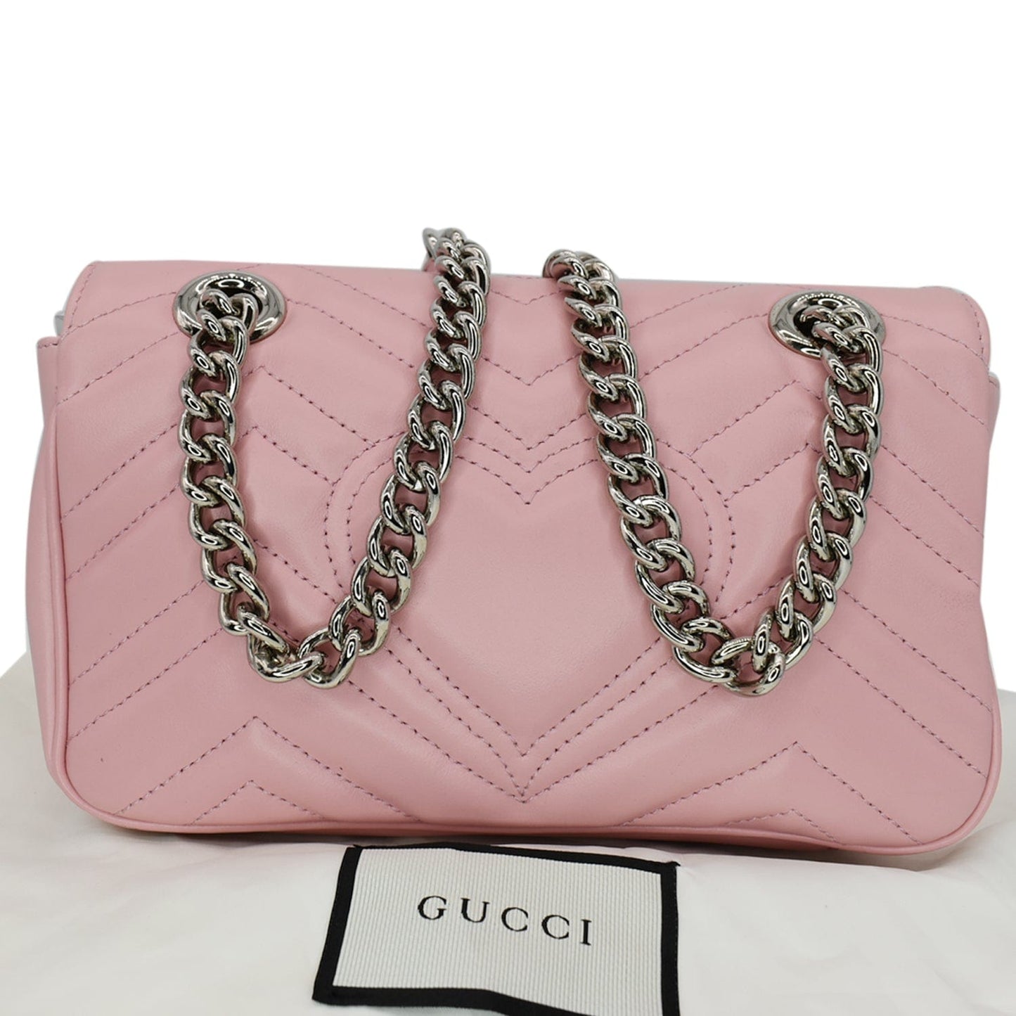 GUCCI GG Marmont Mini Matelass� Leather Shoulder Crossbody Bag Pastel Pink 446744