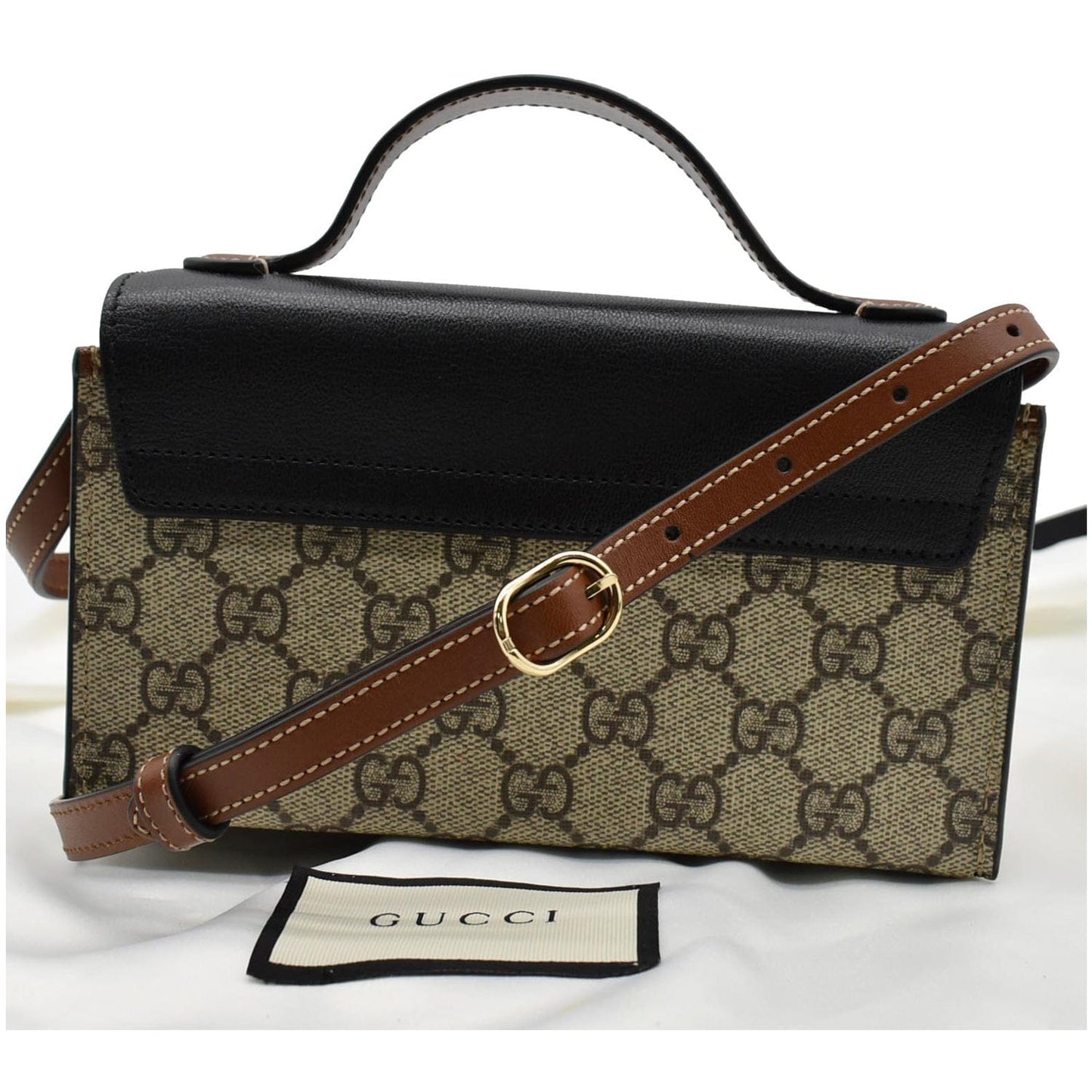 GUCCI Padlock Mini GG Supreme Canvas Top Handle Crossbody Bag Beige 652683