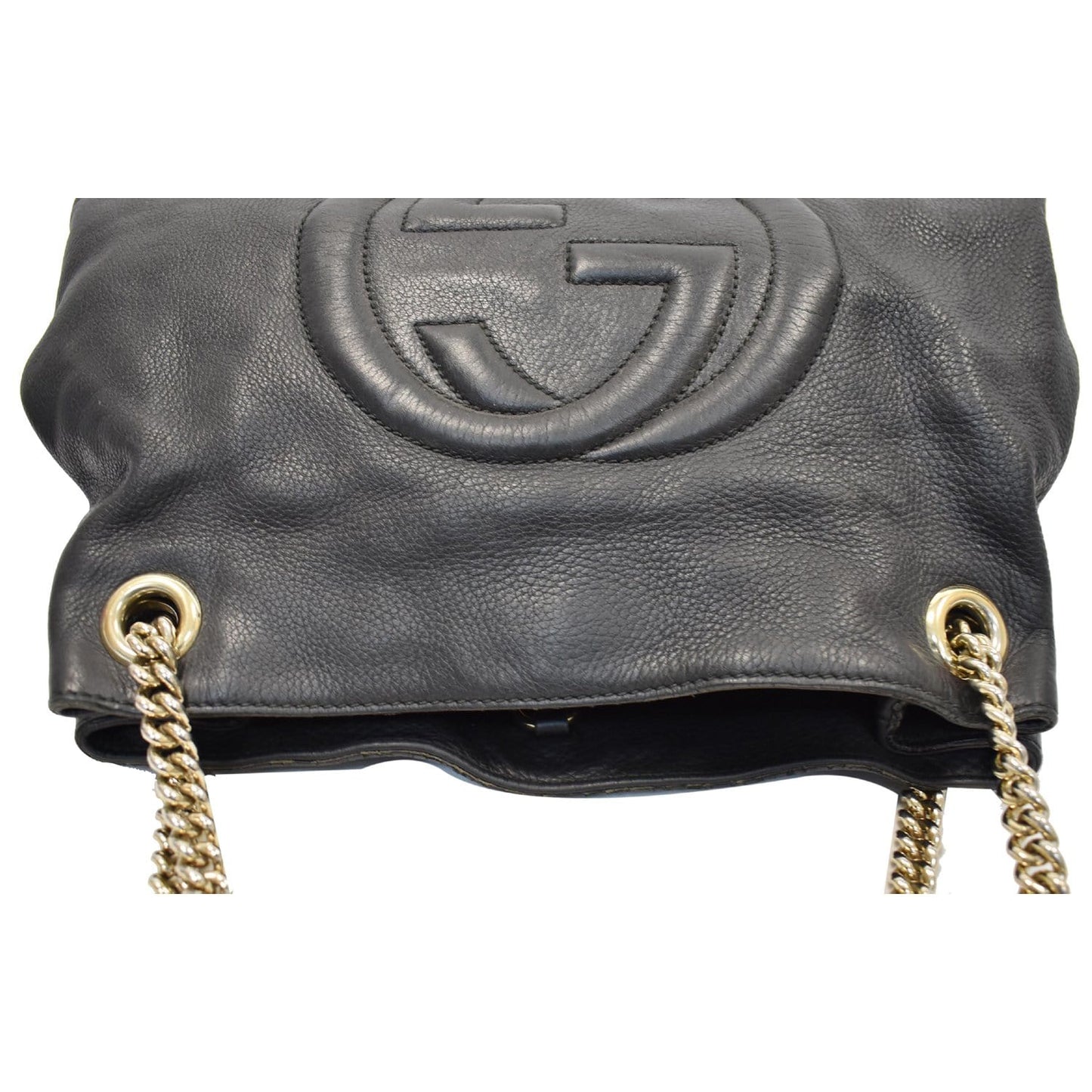 GUCCI Soho Pebbled Leather Chain Shoulder Bag 308982 Black