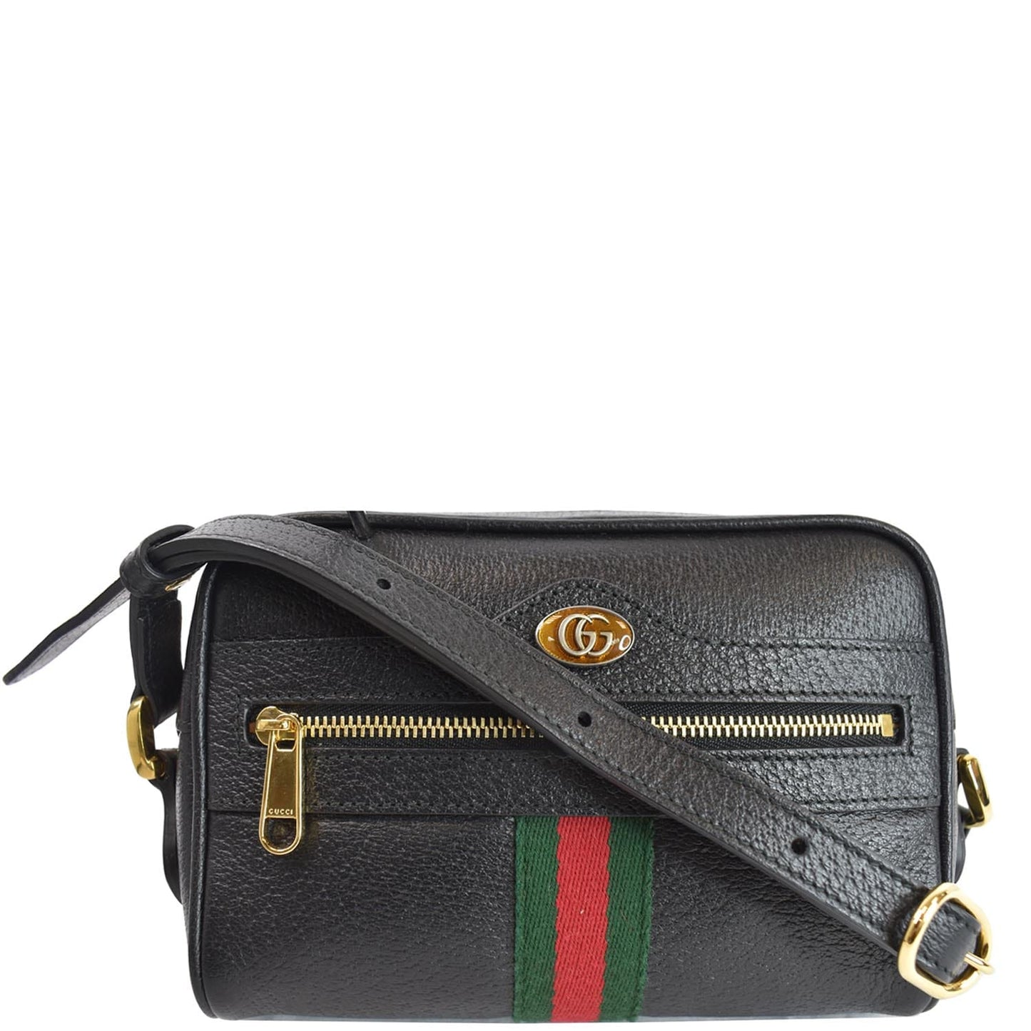 GUCCI Ophidia Mini GG Web Leather Crossbody Bag Black 517350
