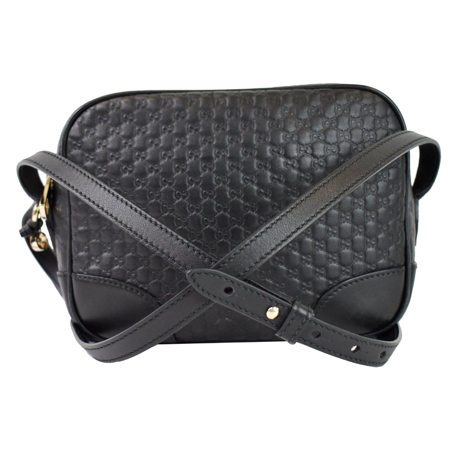 GUCCI Bree Micro GG Guccissima Leather Crossbody Bag Black 449413