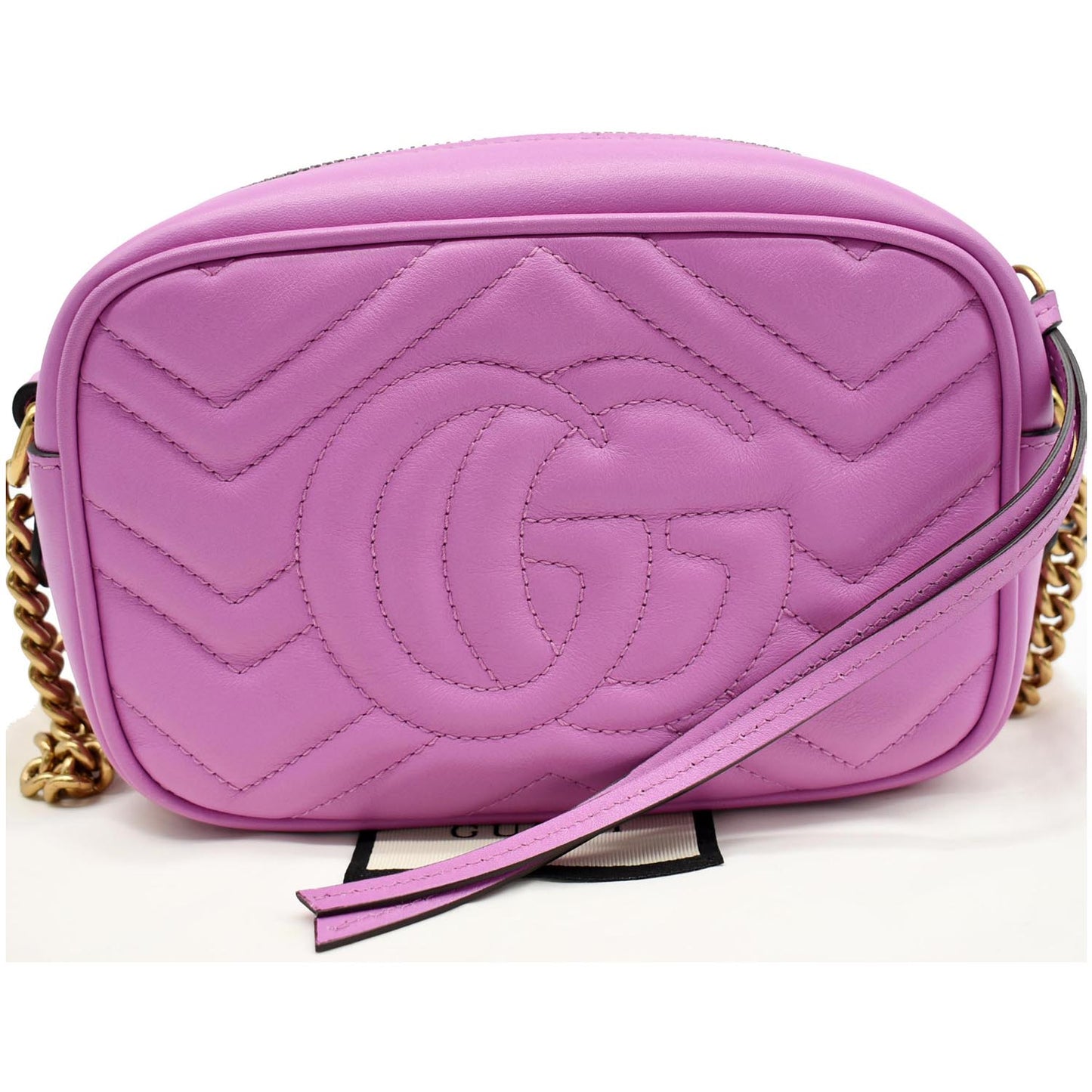 GUCCI GG Marmont Matelasse Mini Leather Crossbody Bag Purple 448065