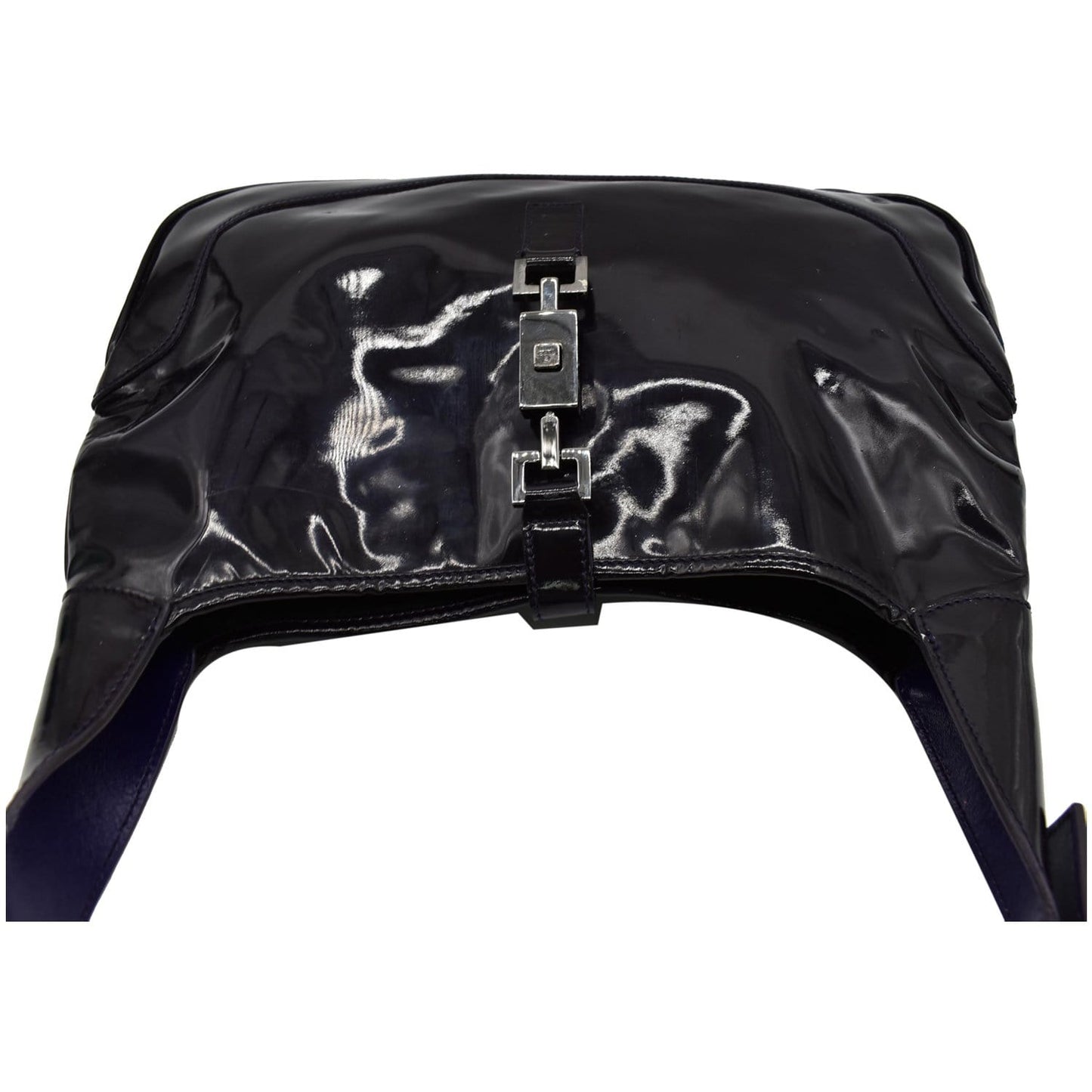 GUCCI Jackie Patent Leather Shoulder Bag Dark Purple 001-3306