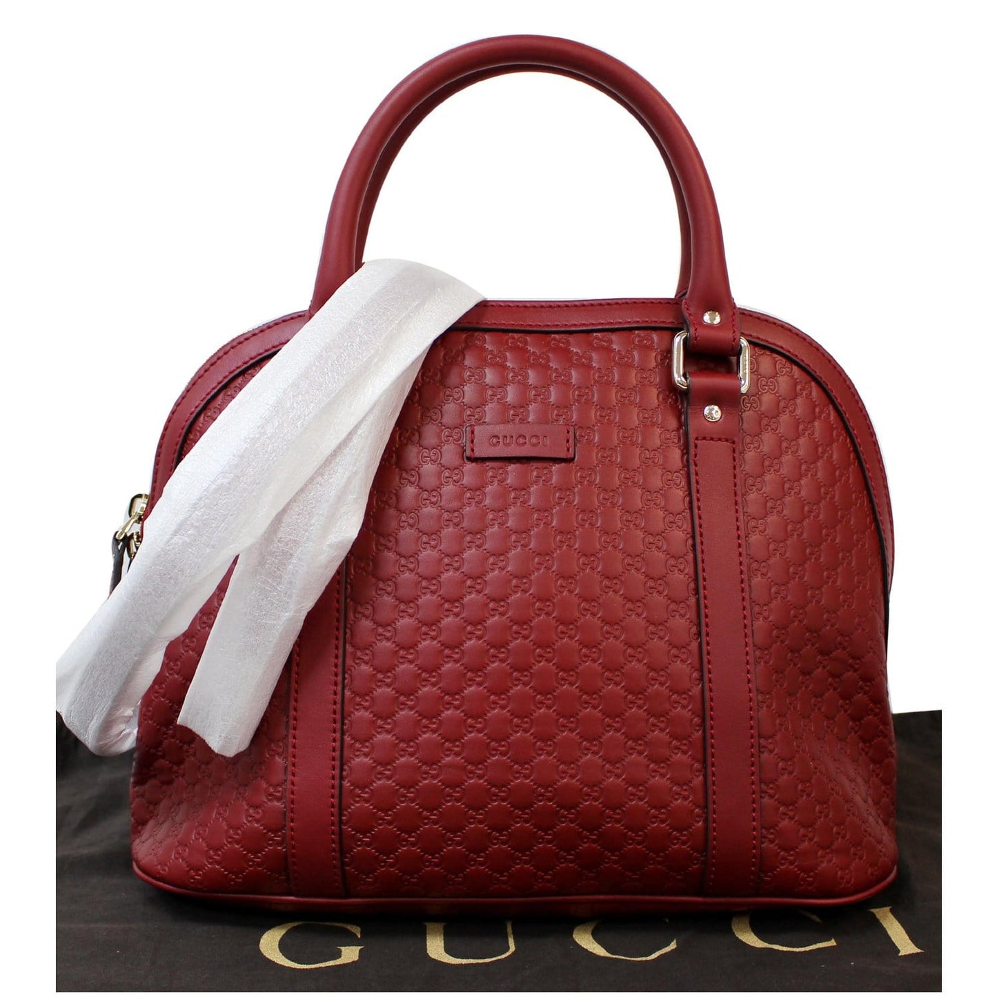 GUCCI Dome Medium Microguccissima Leather Shoulder Bag Red 449663