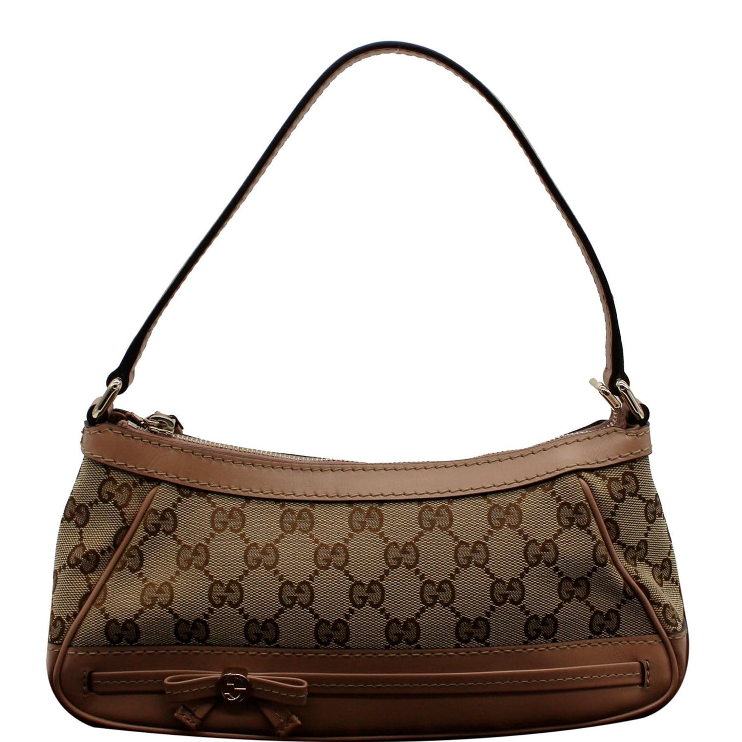 GUCCI Mayfair Small Bow GG Canvas Shoulder Bag Rose Beige 269893