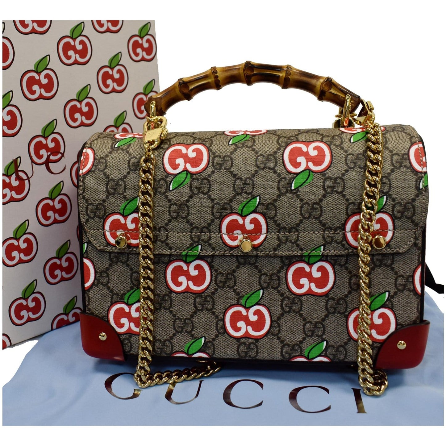 GUCCI Padlock Small GG Supreme Bamboo Top Handle Shoulder Bag Beige 603221