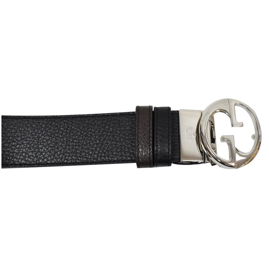 GUCCI GG Reversible Leather Belt Black/Brown 449715 Size 95.38