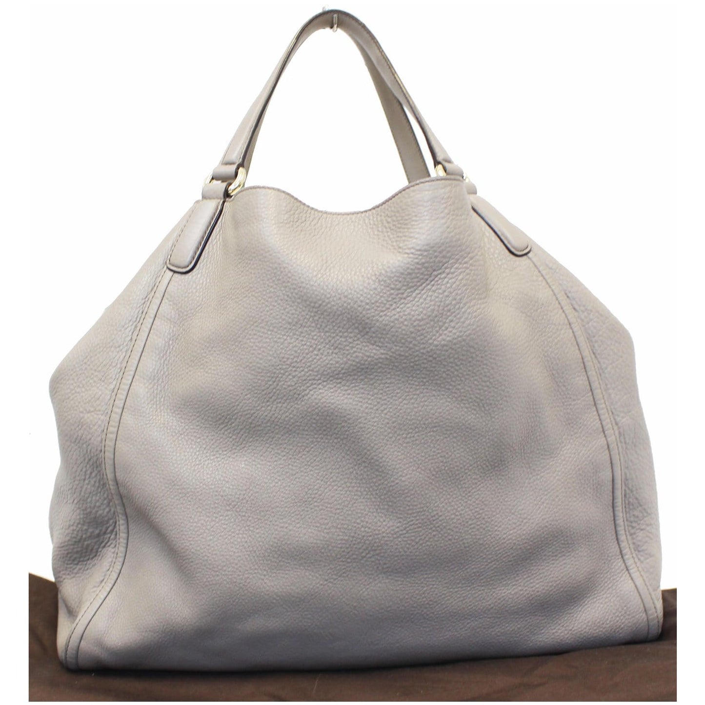 GUCCI Soho Pebbled Leather Large Tote Shoulder Bag Taupe