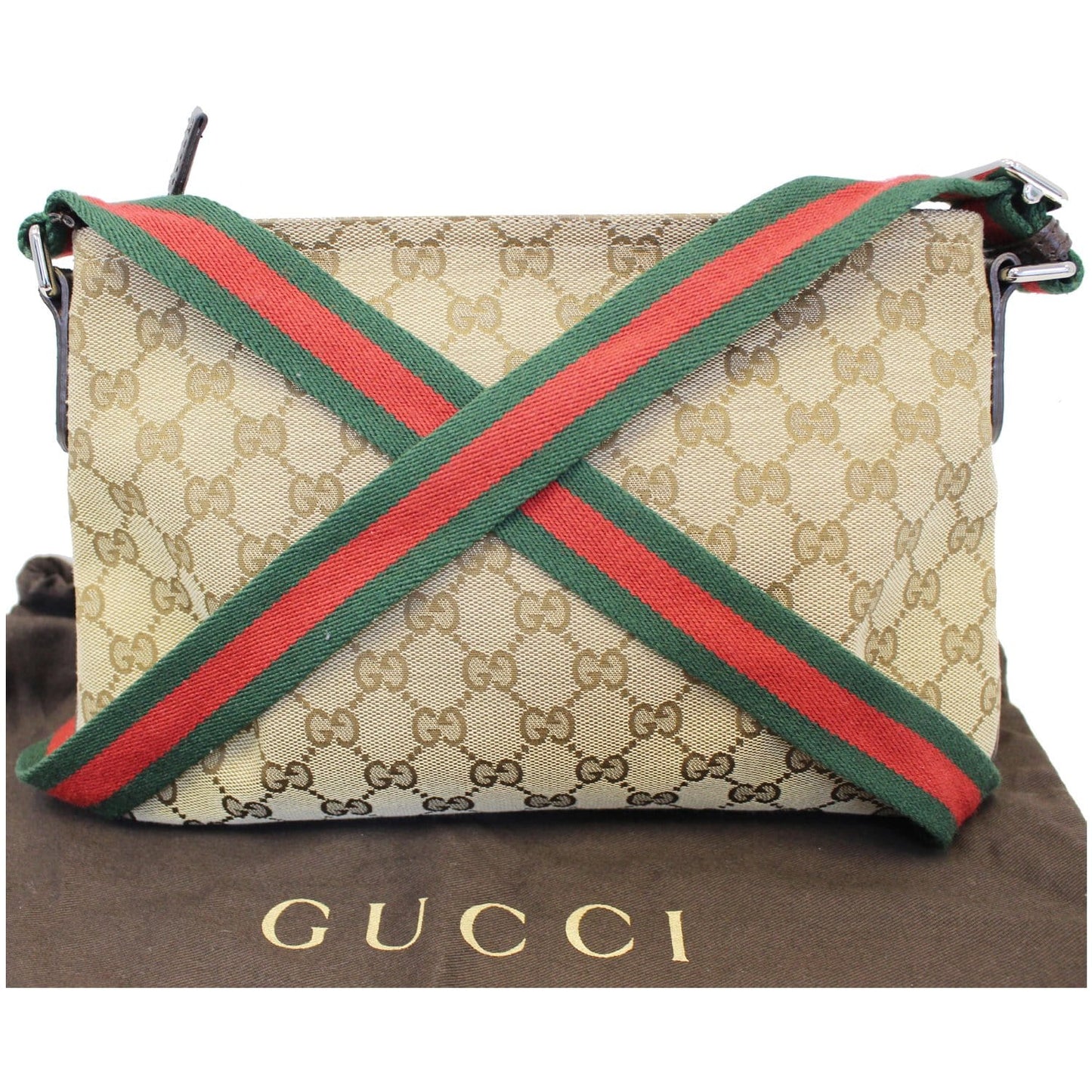 GUCCI GG Canvas Web Shoulder Crossbody Bag Beige 189749