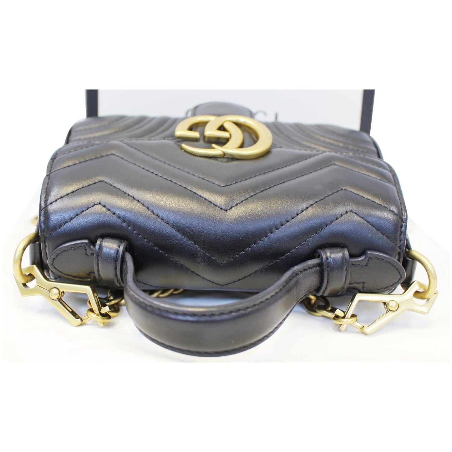 GUCCI GG Marmont Mini Leather Top Handle Bag Black 547260