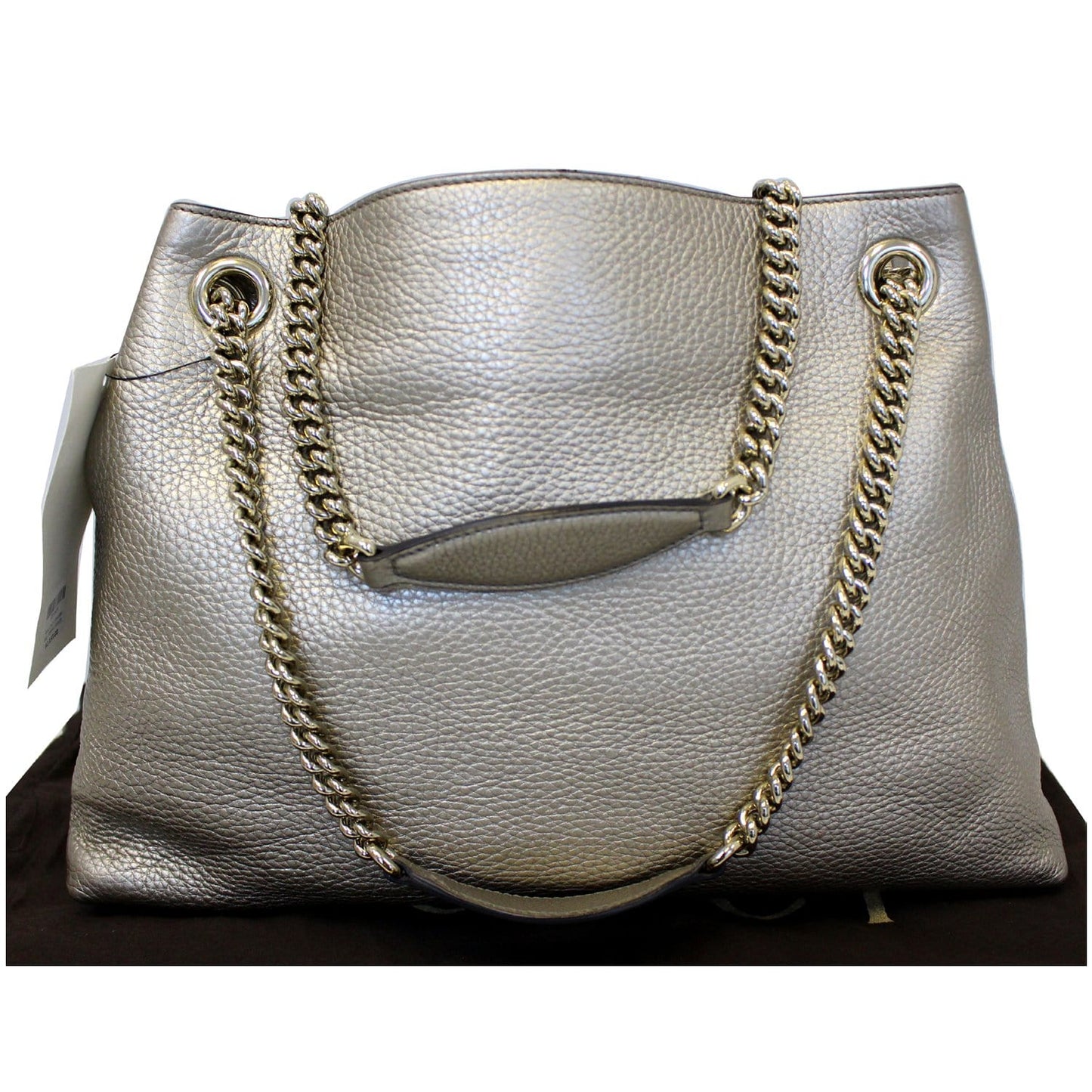 GUCCI Soho Pebbled Leather Chain Shoulder Bag 308982 Silver