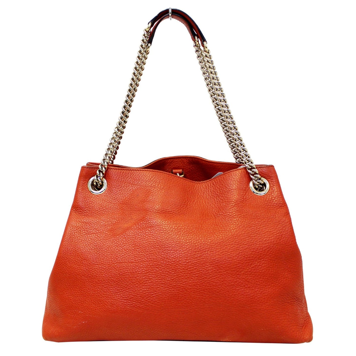 GUCCI Soho Pebbled Leather Chain Shoulder Bag Red 308982