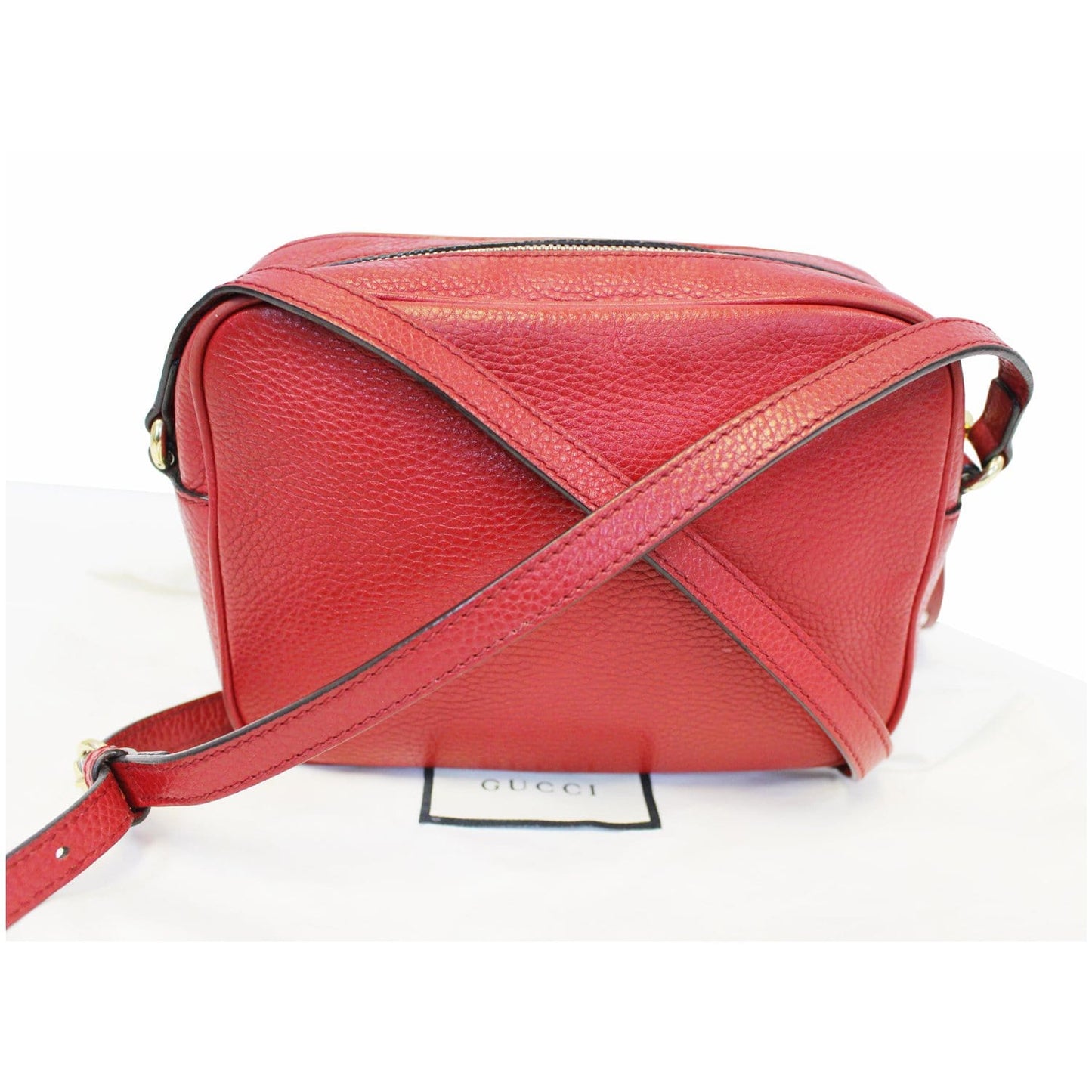 GUCCI Soho Disco Pebbled Leather Small Crossbody Bag Red