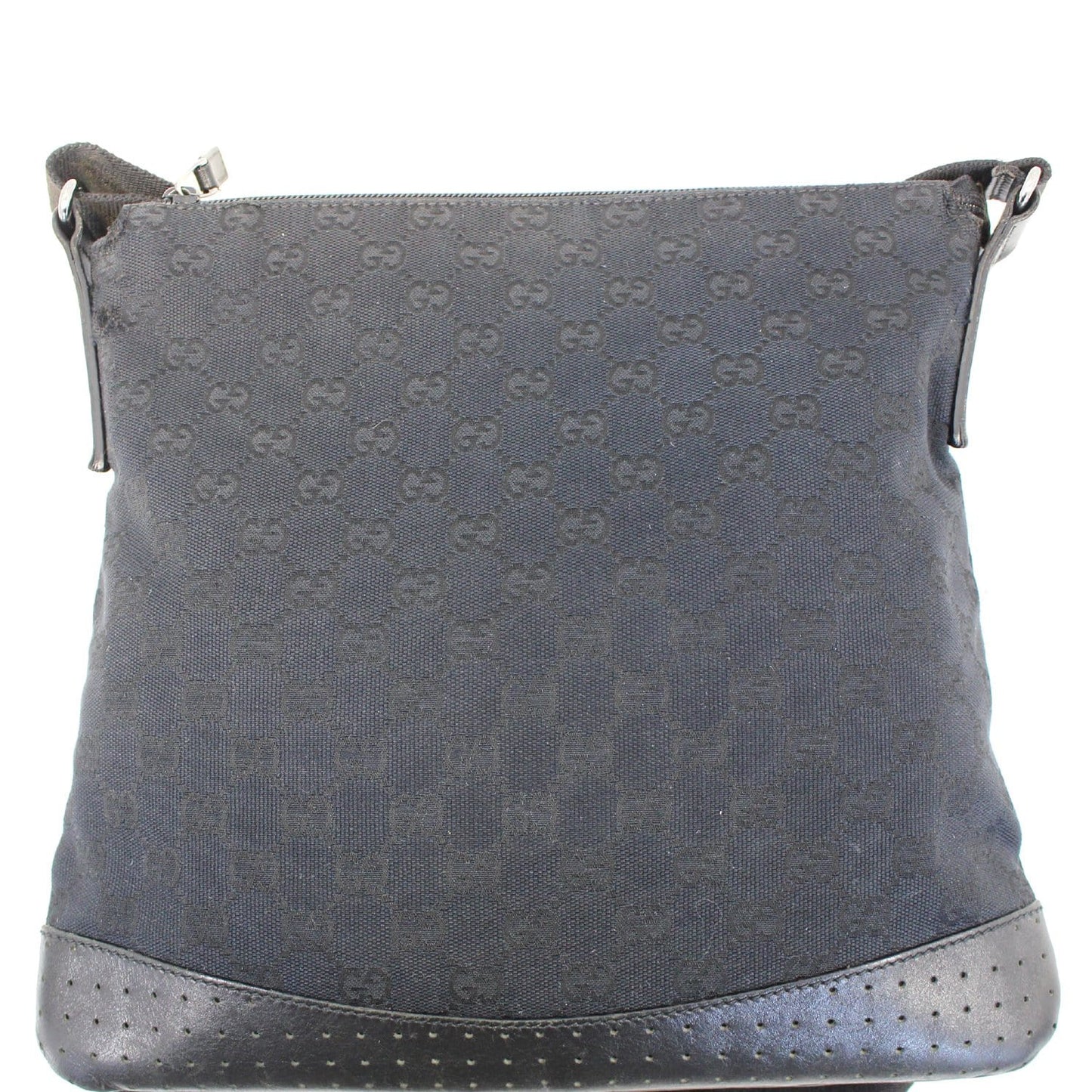 GUCCI Monogram Medium Perforated Messenger Crossbody Bag Black