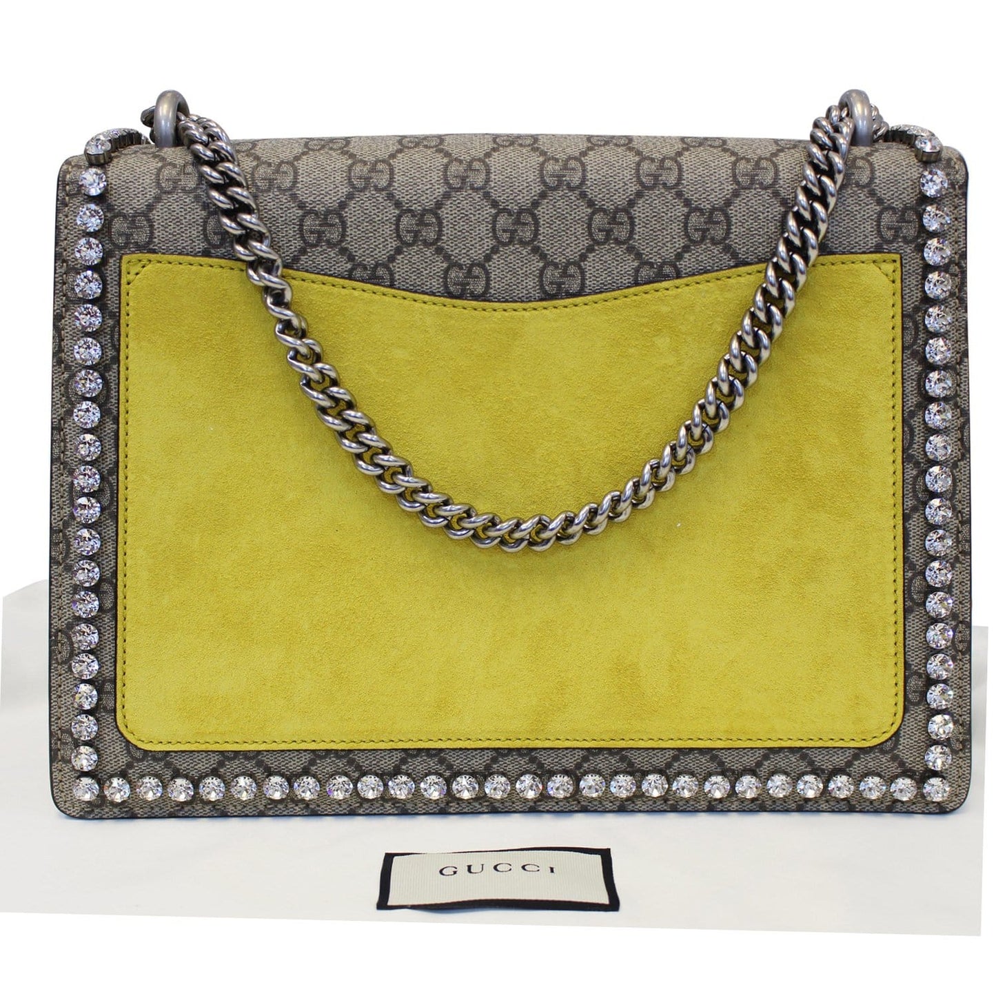 GUCCI Dionysus Medium GG Supreme Embroidered Crystal Bow Shoulder Bag Beige