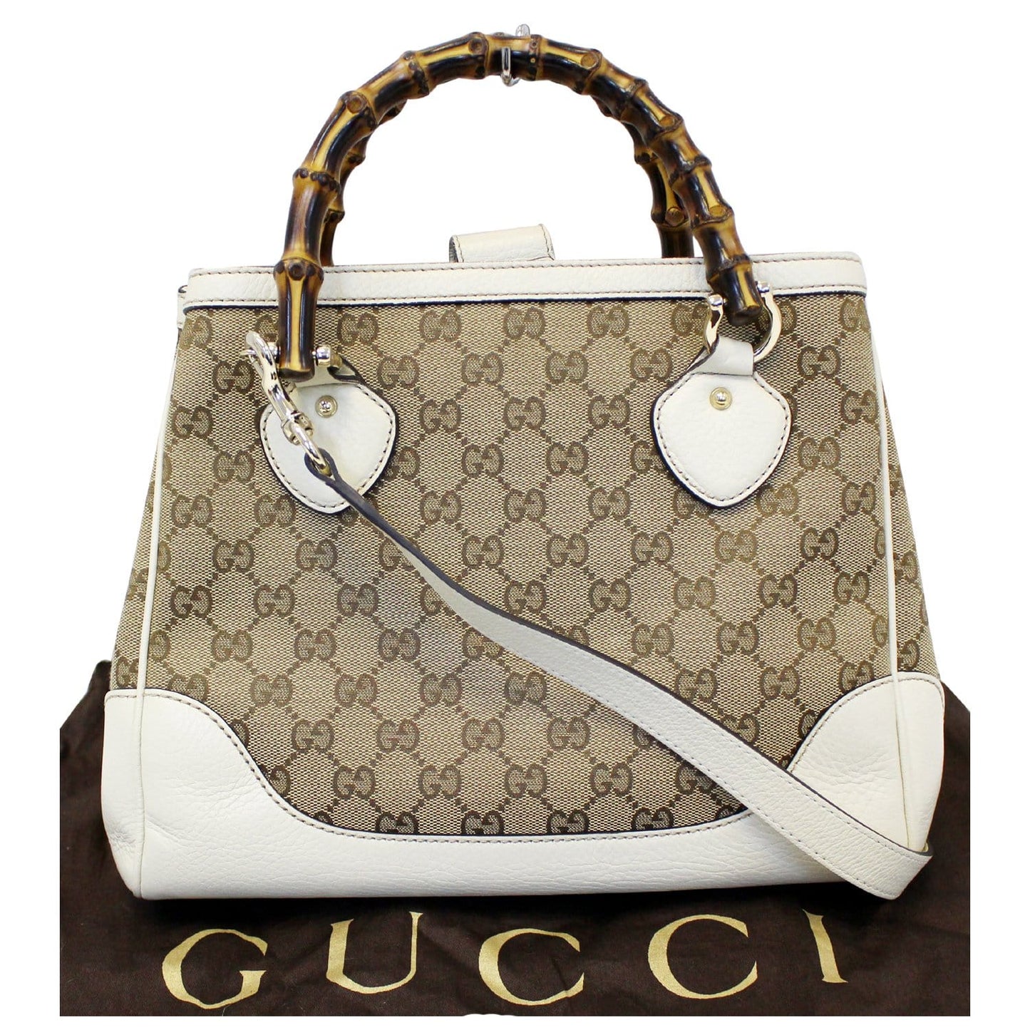 GUCCI Bamboo Diana GG Canvas 2Way Shoulder Handbag