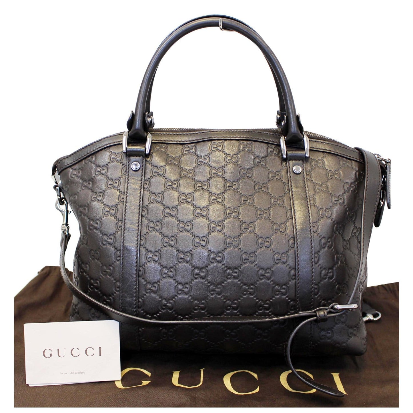 GUCCI Dark Brown Leather Shoulder Bag 341503