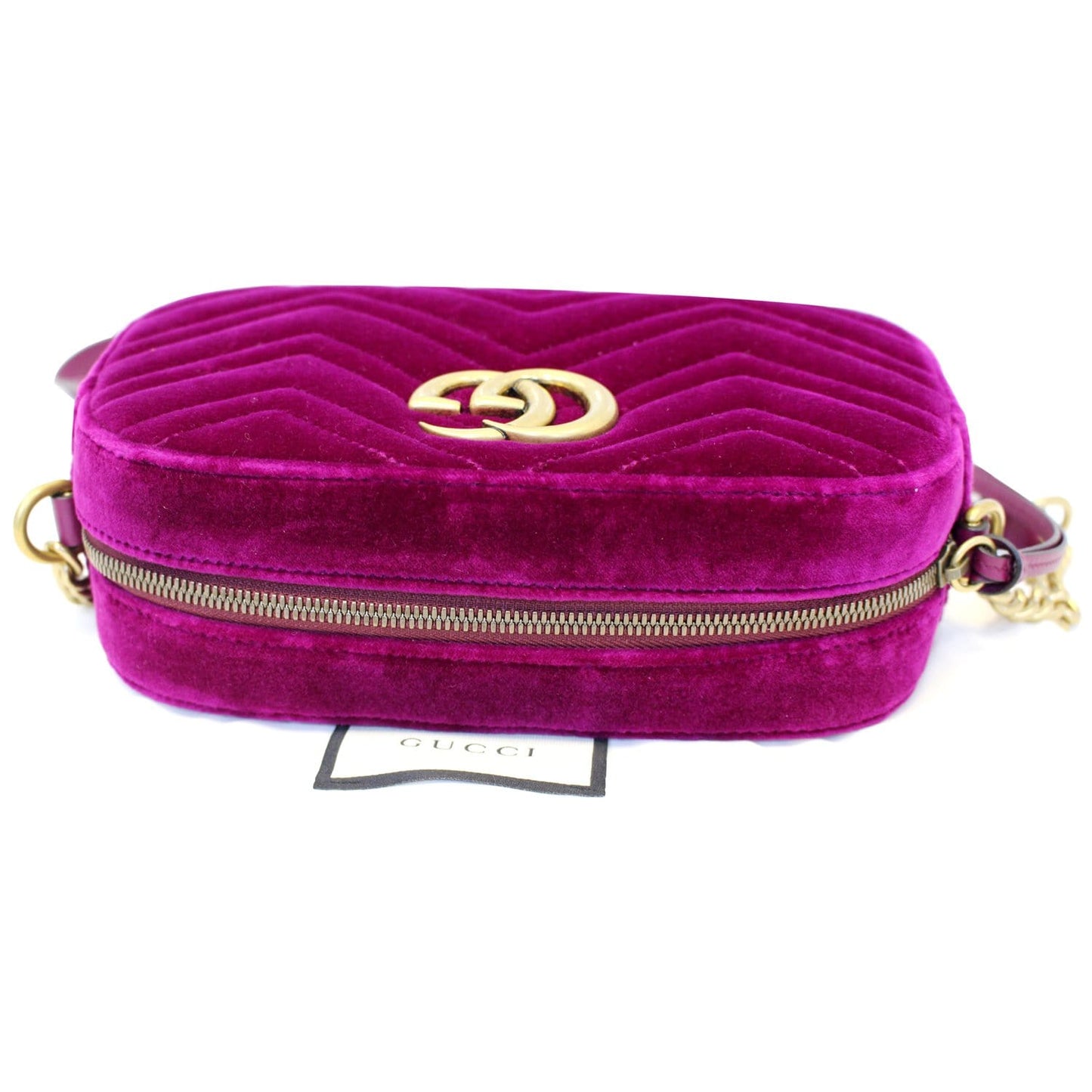 GUCCI GG Marmont Velvet Small Crossbody Bag Plum