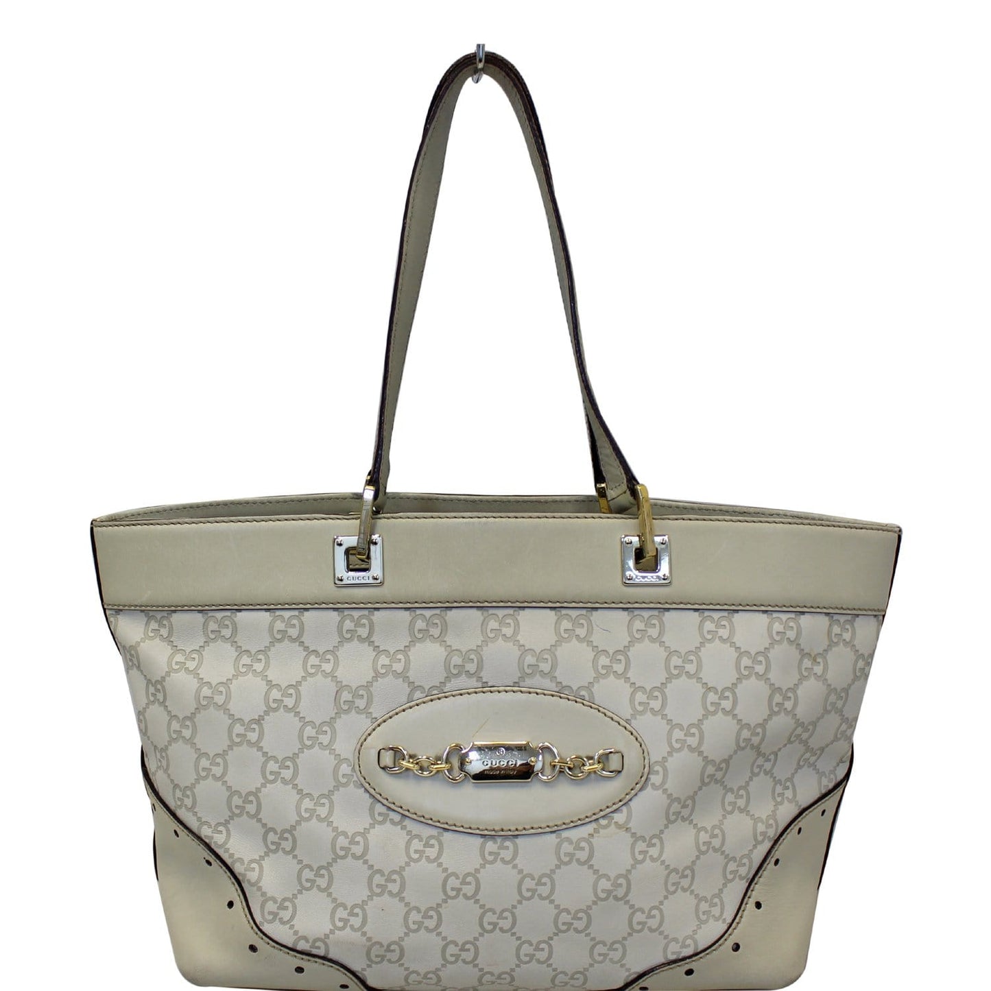 GUCCI Cream Guccissima Leather Gold-tone Tote Shoulder Bag 145993