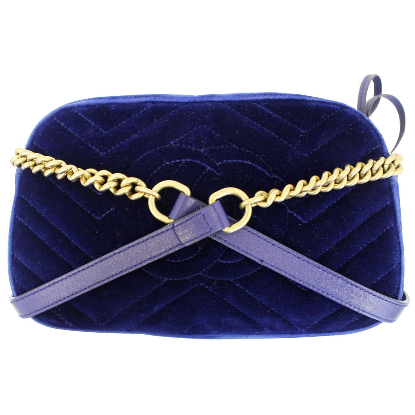 GUCCI GG Marmont Velvet Small Crossbody Bag Blue