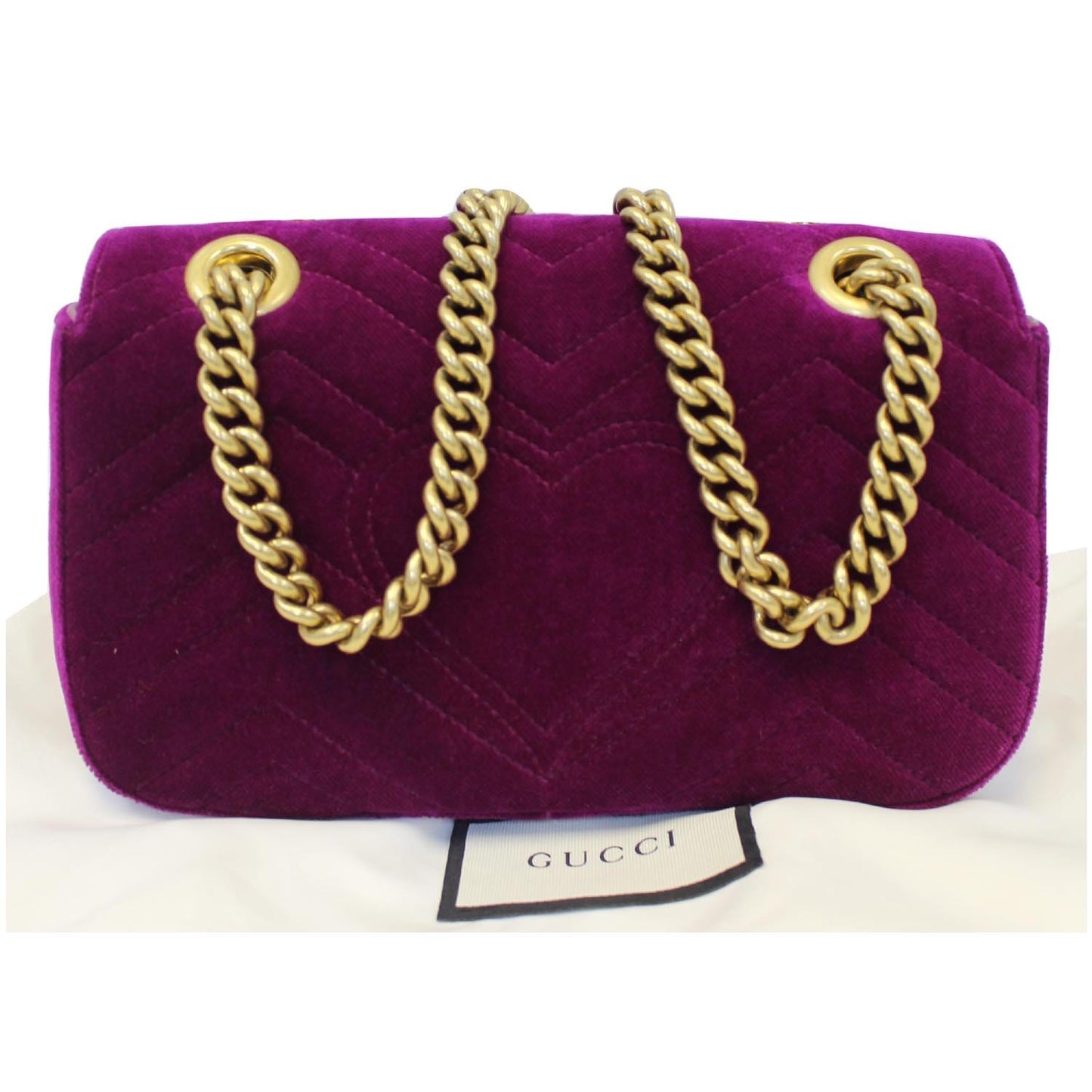 GUCCI GG Marmont Velvet Mini Shoulder Crossbody Bag Purple