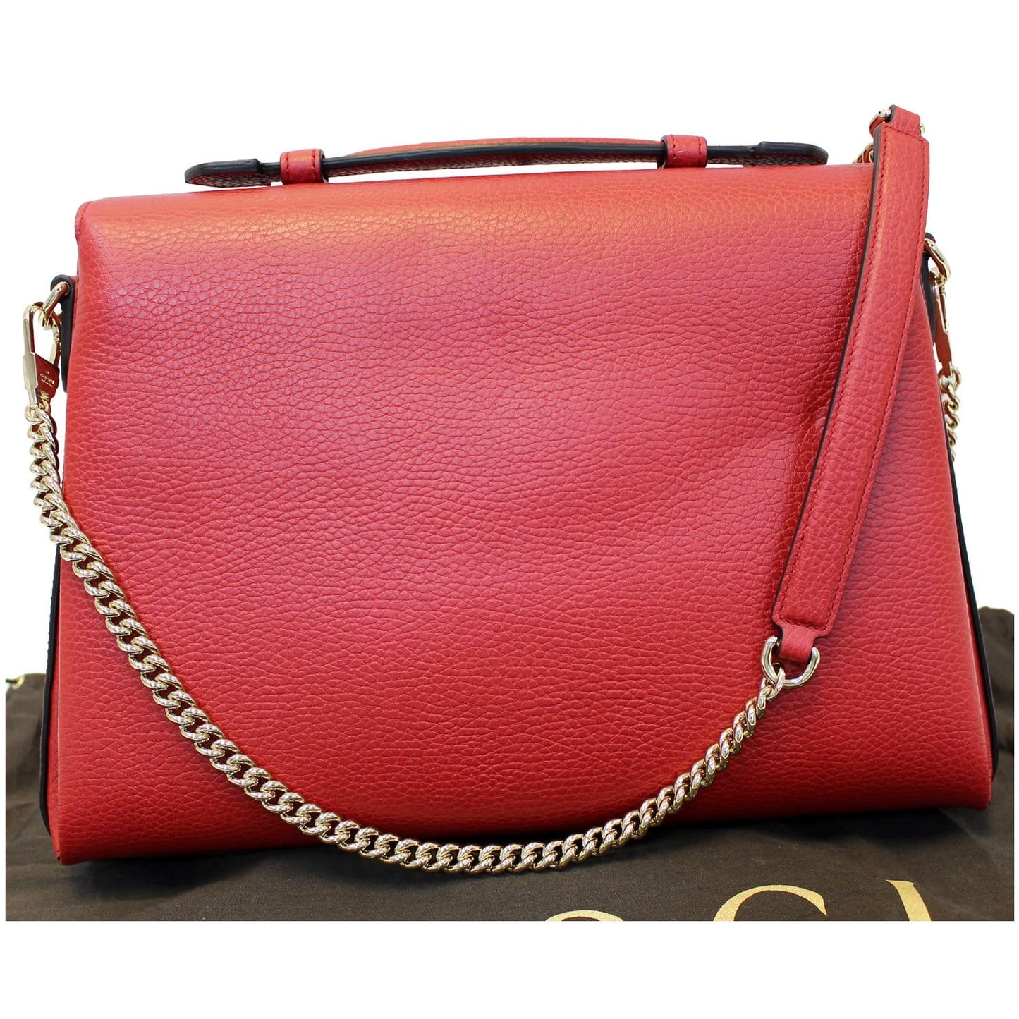 GUCCI Interlocking GG Calfskin Leather Medium Shoulder Bag Red