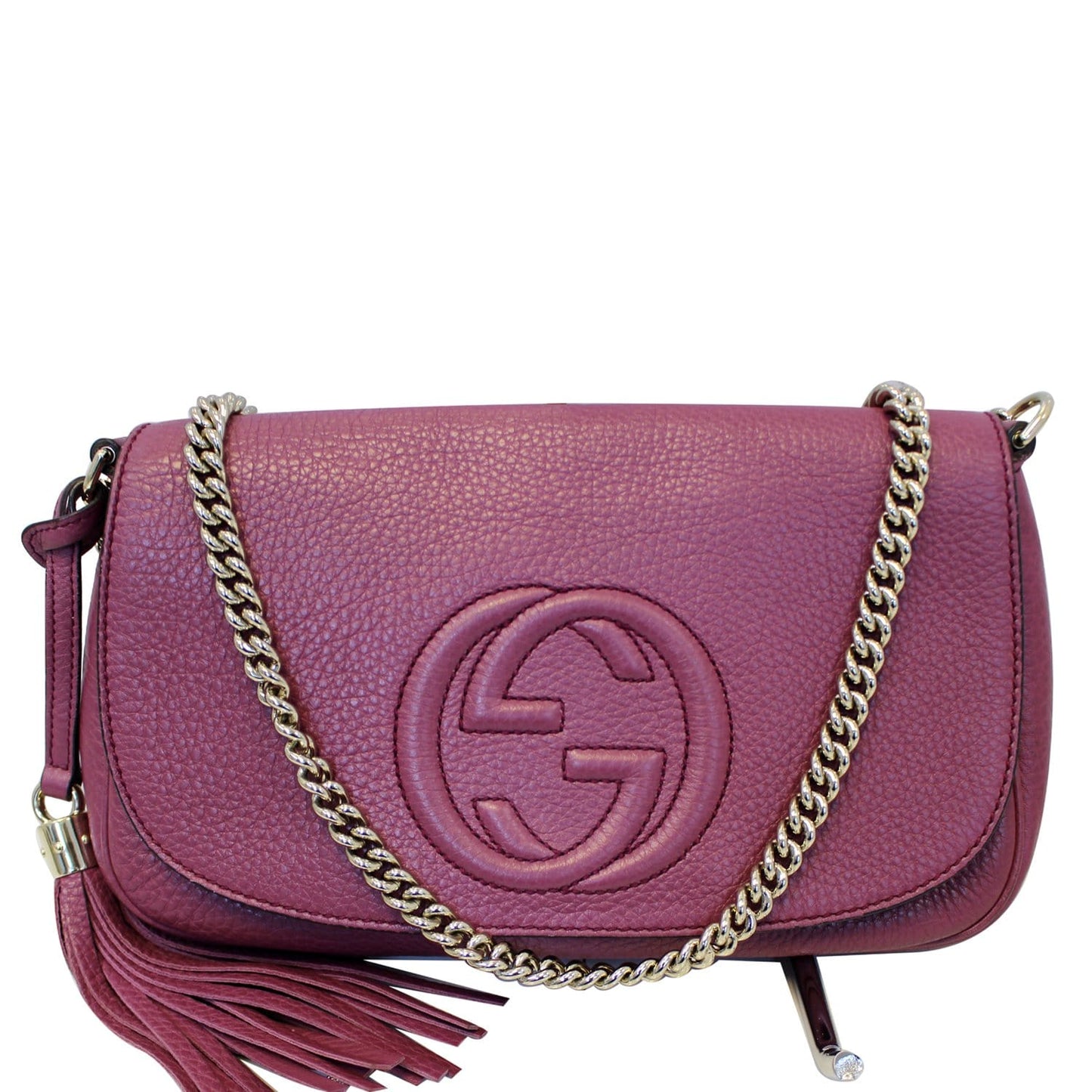 GUCCI Soho Chain Purple Leather Crossbody Bag