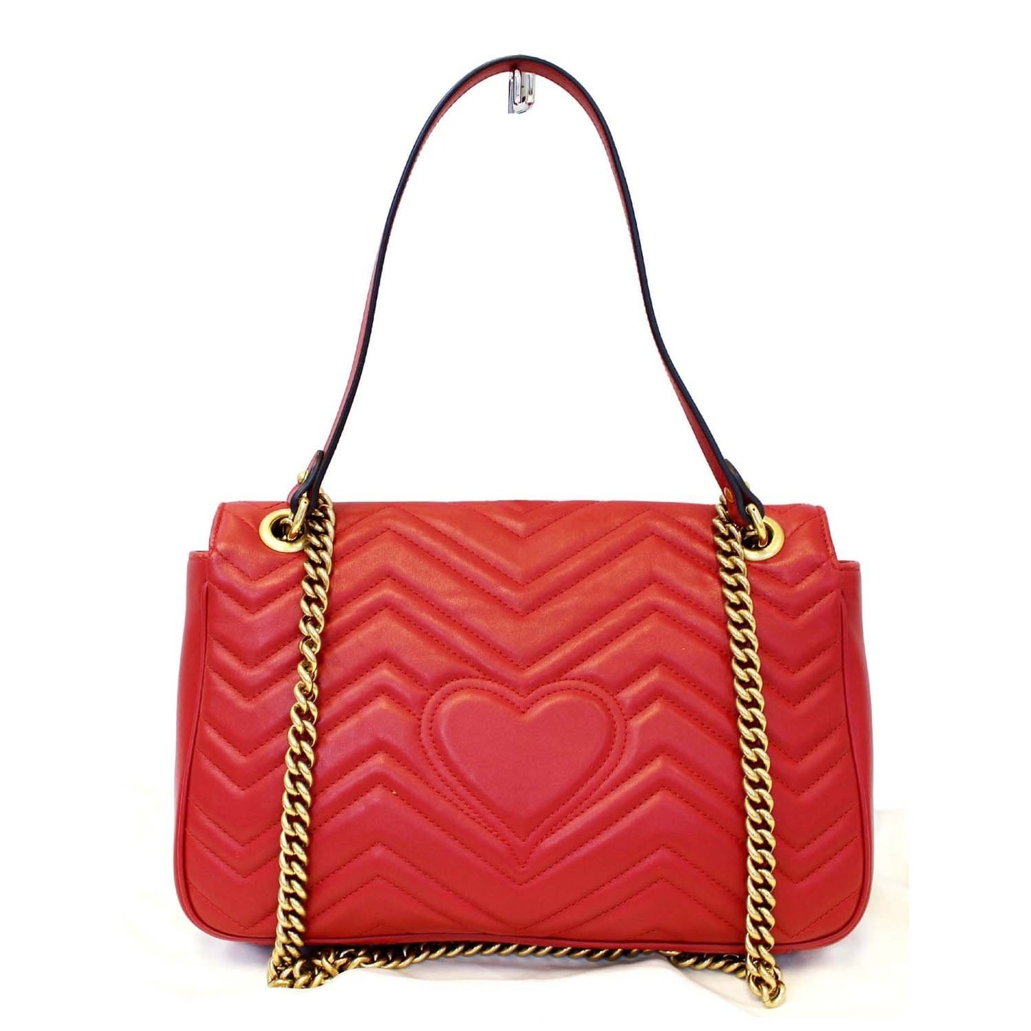 GUCCI GG Marmont Matelasse Red Leather Shoulder Bag