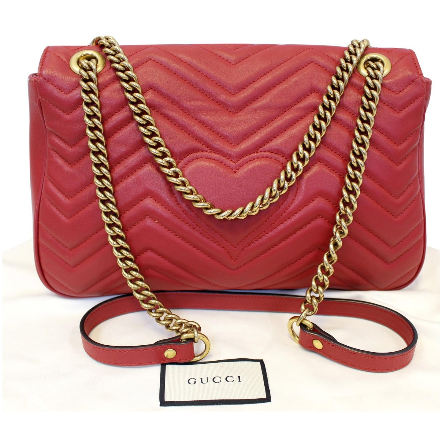 GUCCI GG Marmont Matelasse Leather Shoulder Bag Red 443496