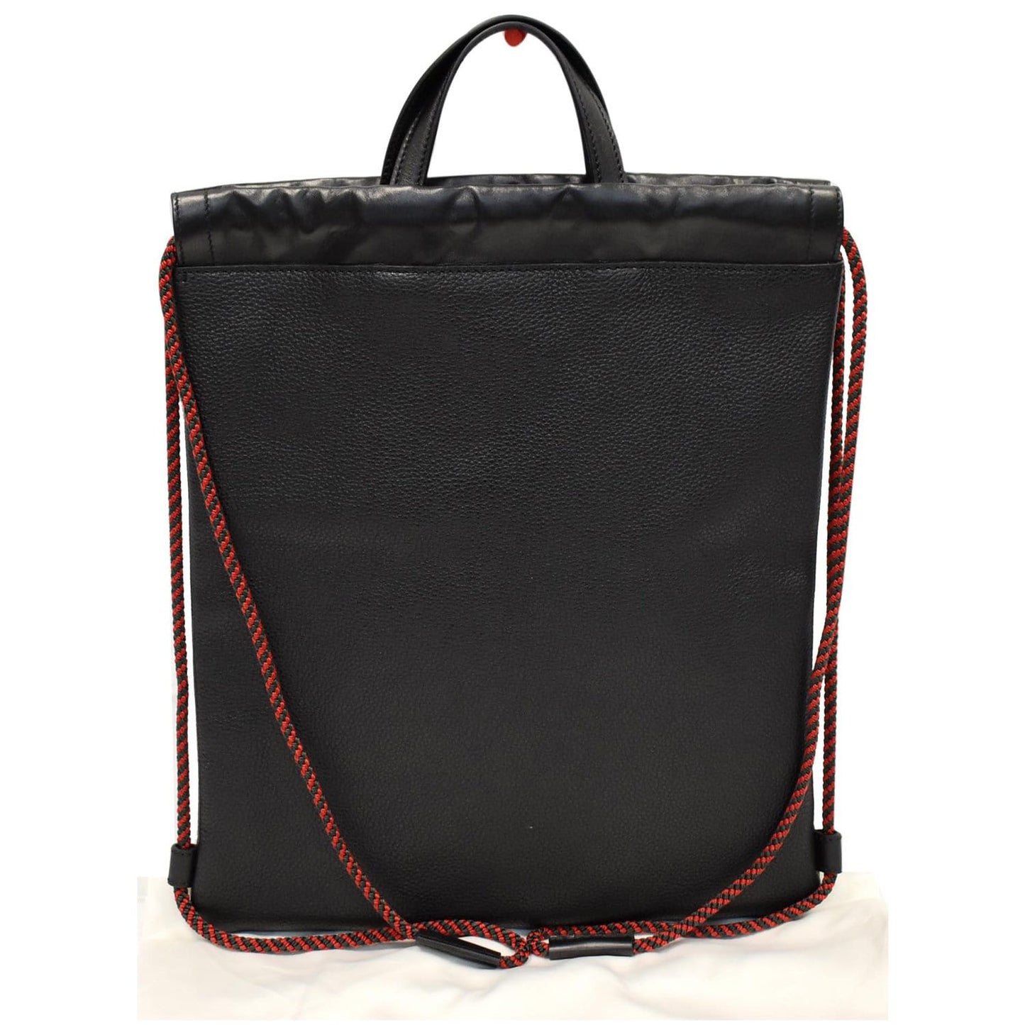 GUCCI Logo Print Calfskin Leather Drawstring Backpack Bag Black 523586