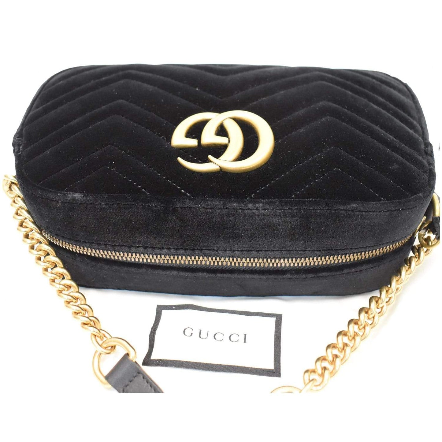 GUCCI GG Marmont Small Velvet Shoulder Bag Black 447632