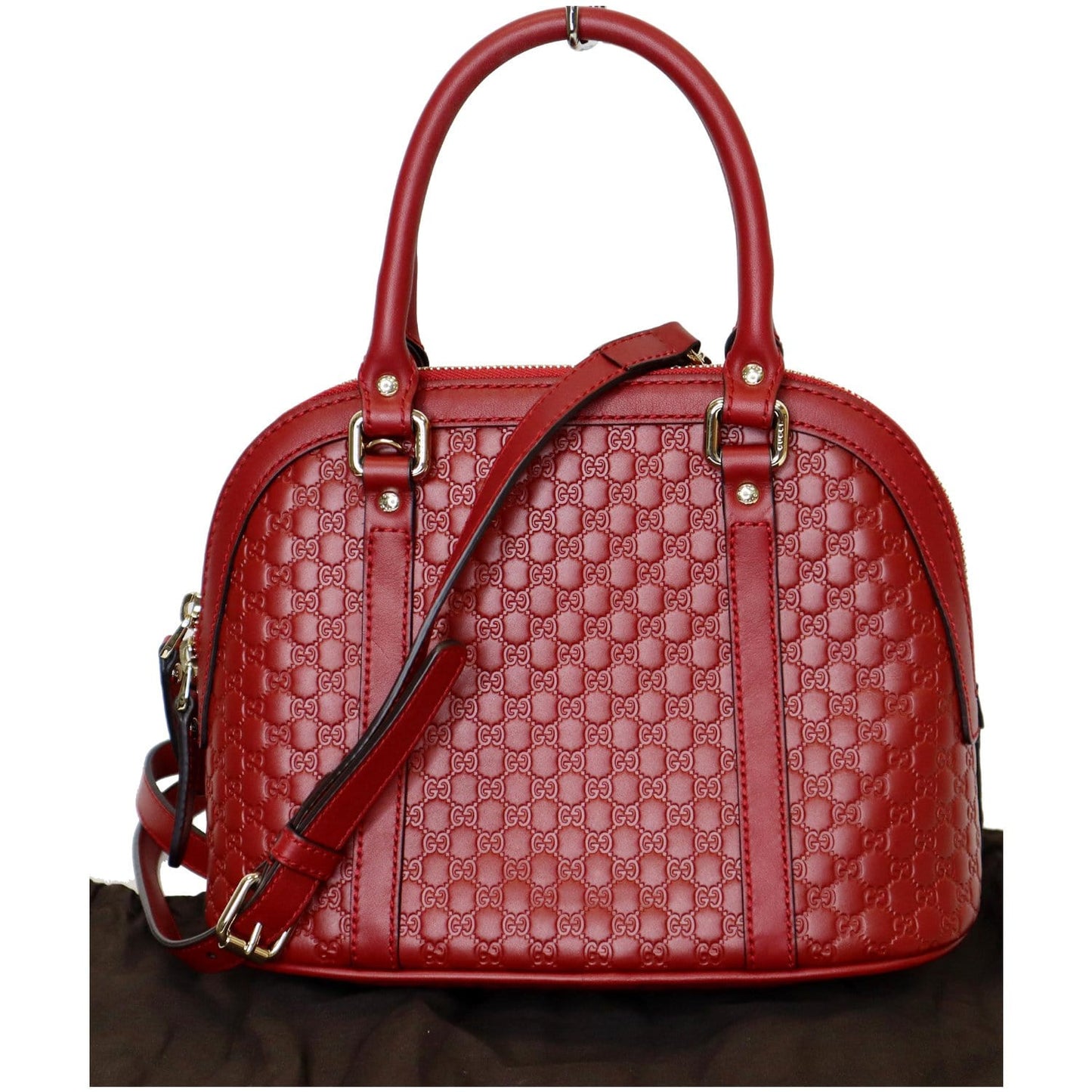 GUCCI Dome Convertible Micro Guccissima Crossbody Bag Red 449654