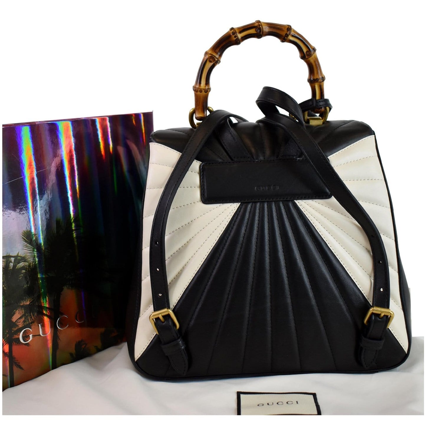 GUCCI Queen Margaret Quilted Leather Bee Backpack Bag Multi 476664