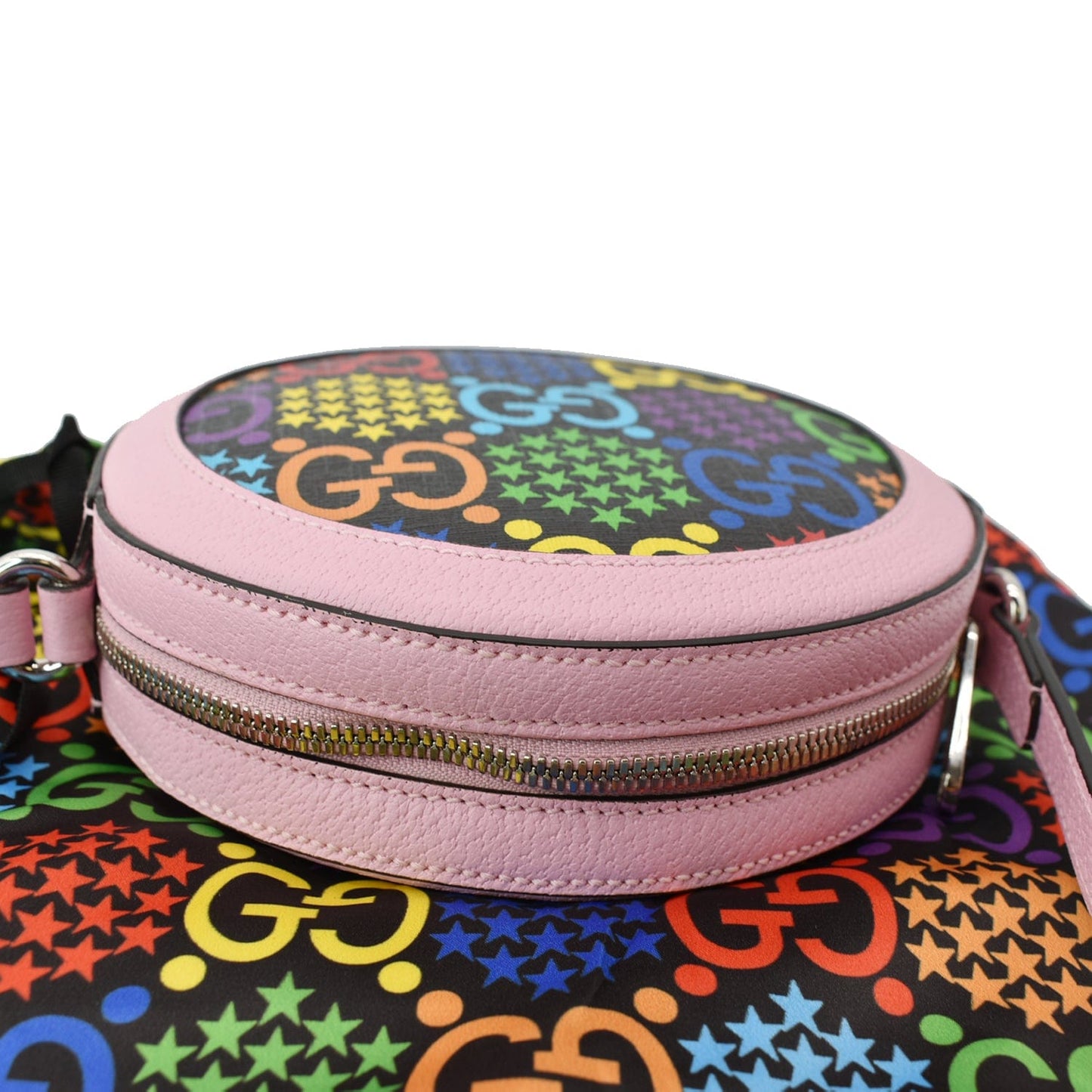 GUCCI GG Psychedelic Round Leather Crossbody Bag Multicolor 603938