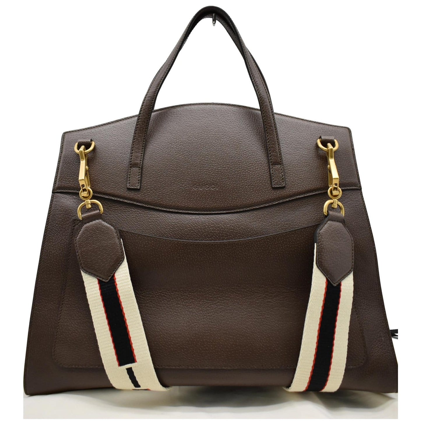 GUCCI Butterfly Linea Totem Leather Large Top Handle Shoulder Bag Brown 500772