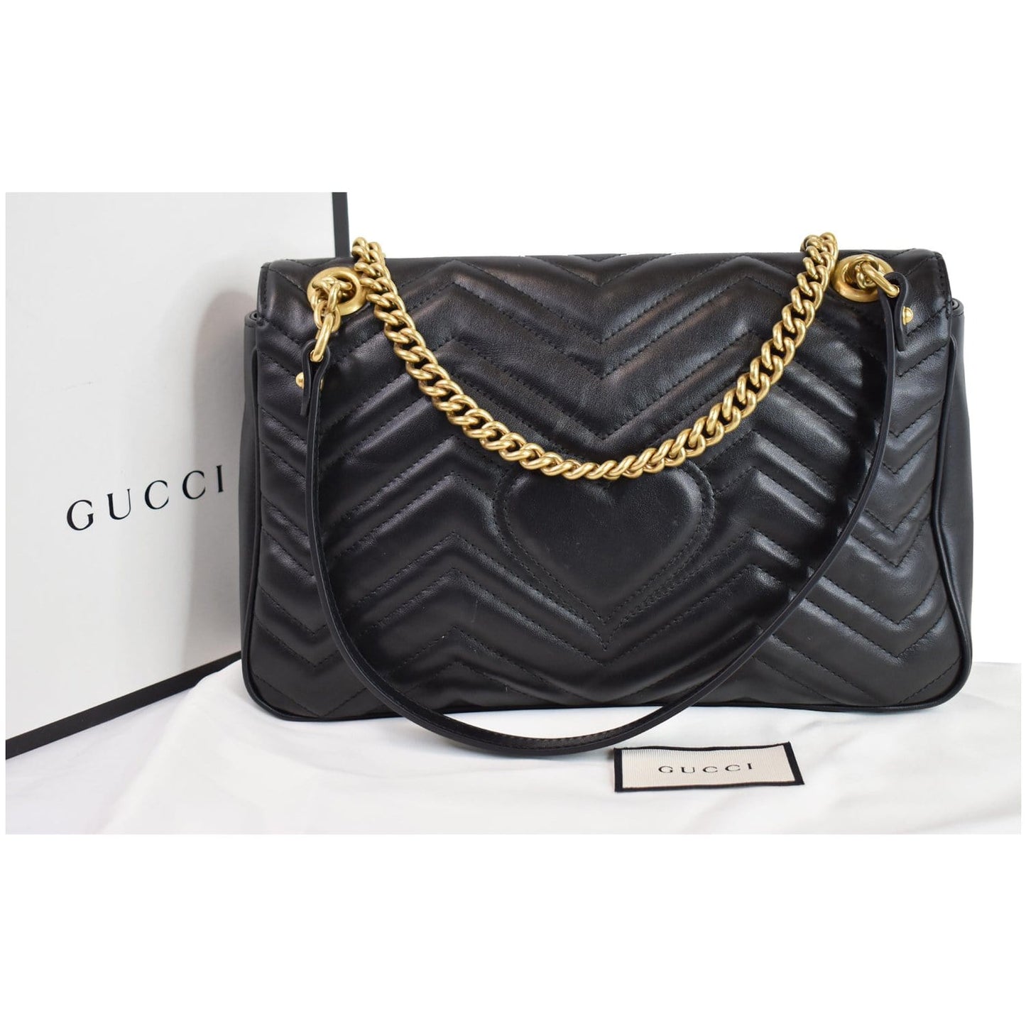 GUCCI GG Marmont Medium Matelasse Shoulder Bag Black 443496