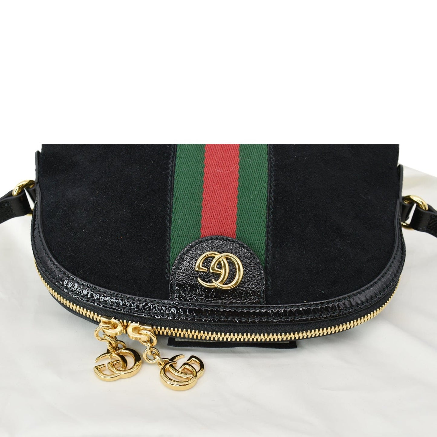 GUCCI Ophidia GG Small Suede Shoulder Bag Black 499621