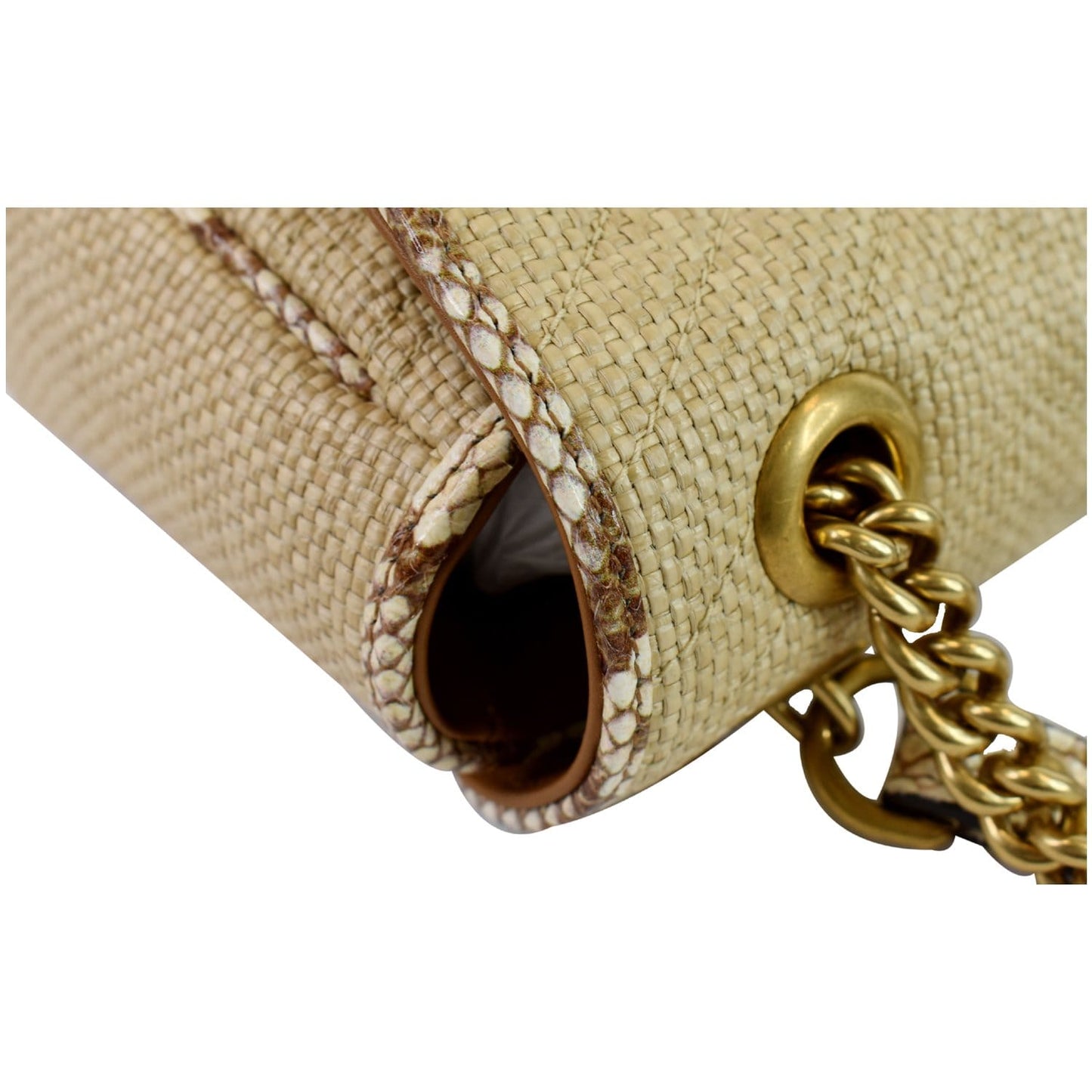 GUCCI GG Marmont Raffia Small Shoulder Bag Beige 443497 - 20% OFF