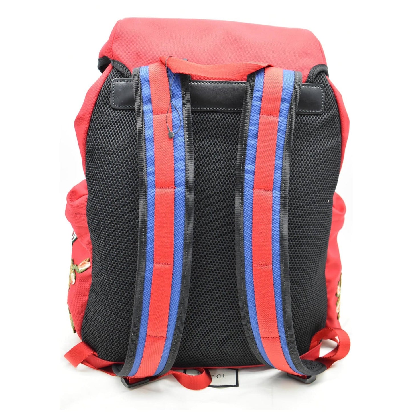 GUCCI L'Aveugle Par Amour Embroidered Nylon Double Buckle Backpack Red 429037