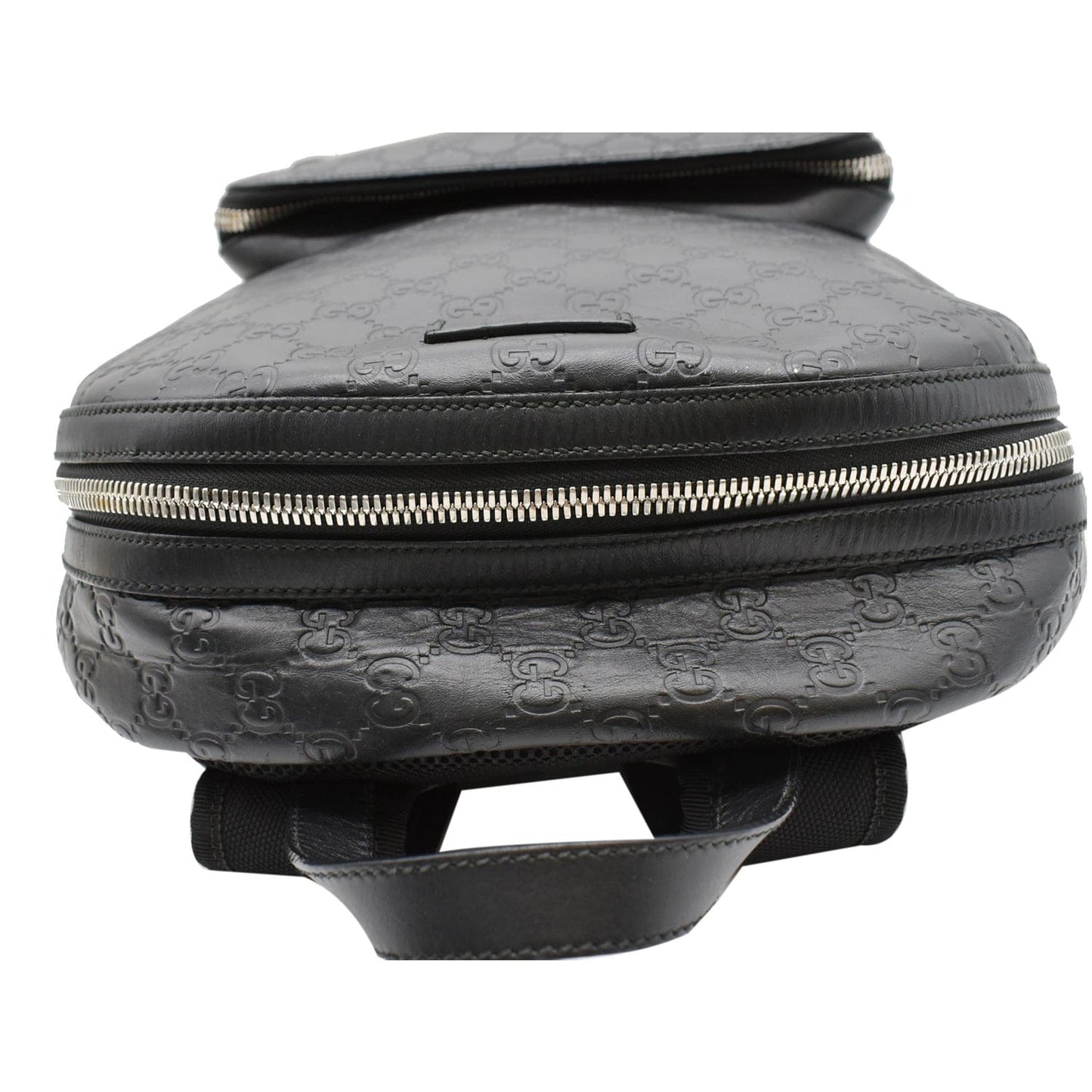 GUCCI GG Signature Leather Backpack Bag Black 406370